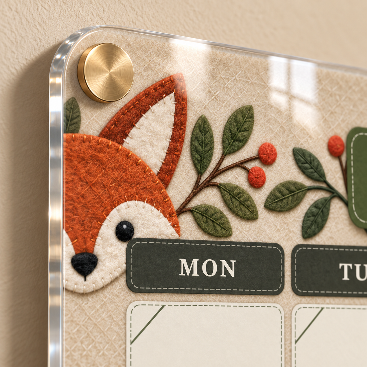 03_-_Woodland_Friends_A3_Acrylic_Wall_Calendar_-_Dry_Erase_-_EP-AC-A3-025_-_649310205004_-_Standoff_and_Edge_Detail.png