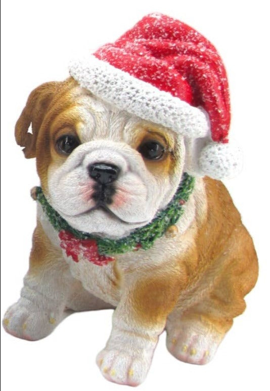 Pug Dog with Santa Hat & Neck Tie (20 Cm) - Christmas Decoration