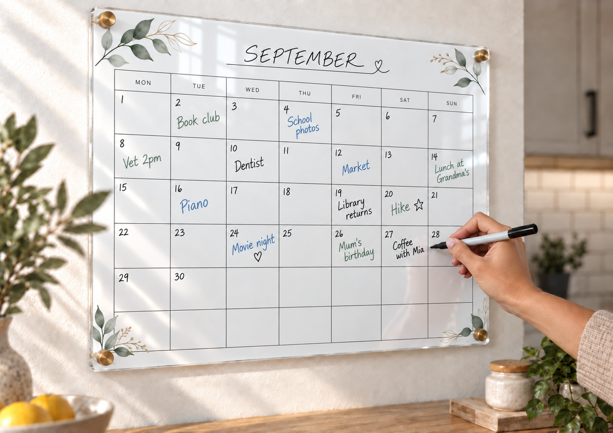 05_-_Botanical_Heart_A3_Acrylic_Wall_Calendar_-_Dry_Erase_-_EP-AC-A3-001_-_649310204762_-_Writing_in_Use.png