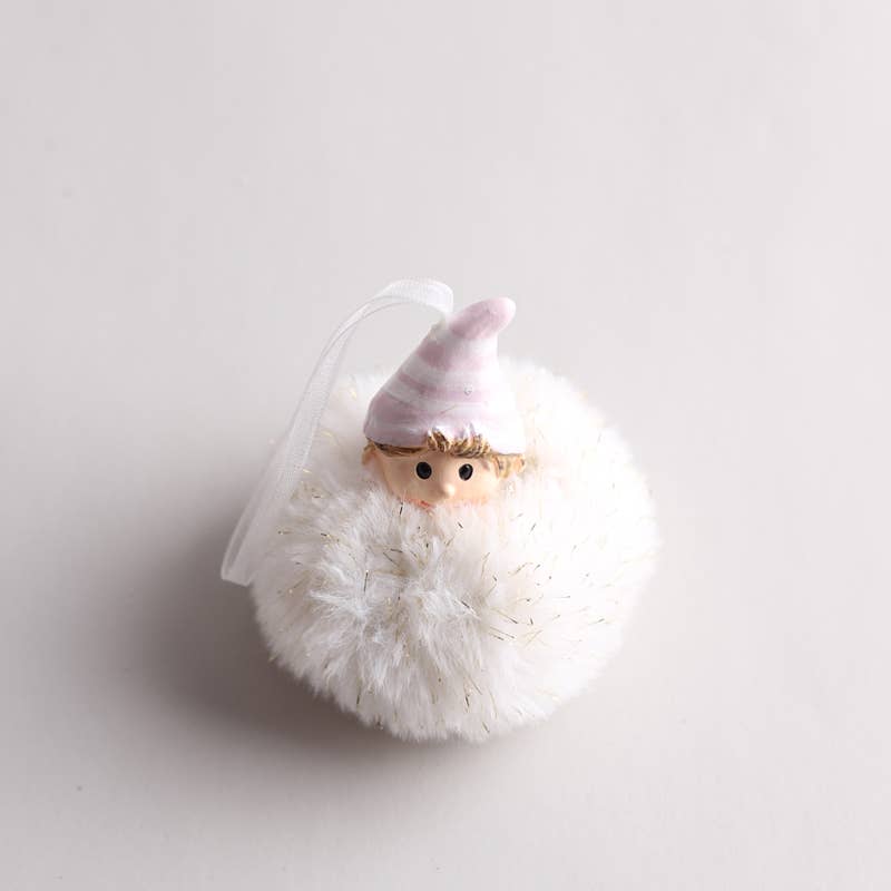 Cute & Fluffy Pink & White Resin Angel - Christmas Decoration