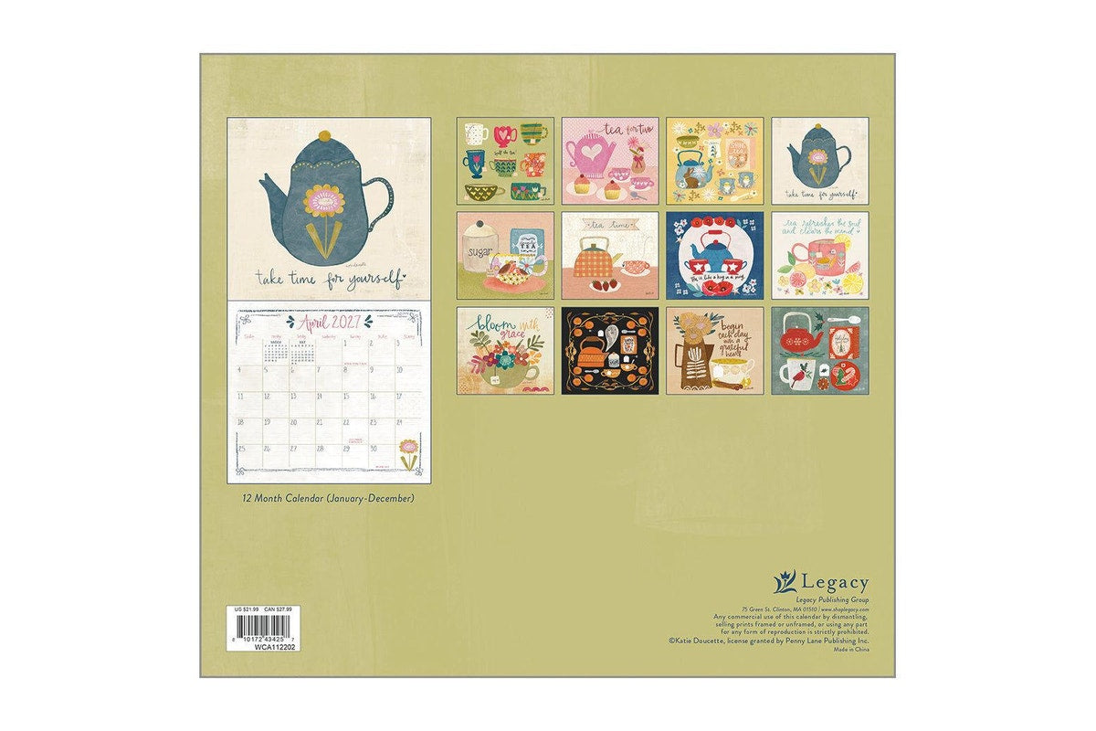 2027 Tea Time - Deluxe Wall Calendar by Katie Doucette