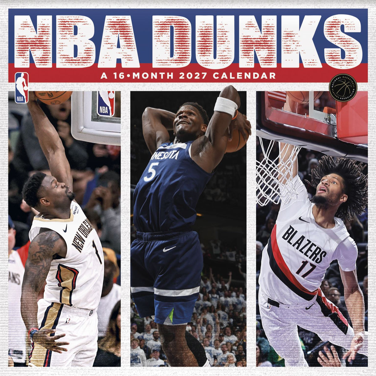 2027 NBA Dunks square wall calendar front cover by Trends International