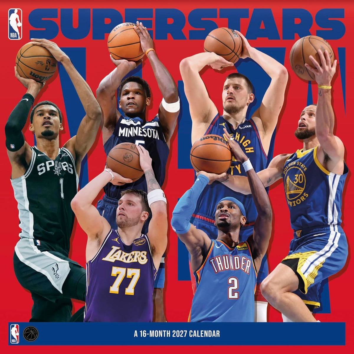 2027 NBA Superstars square wall calendar front cover