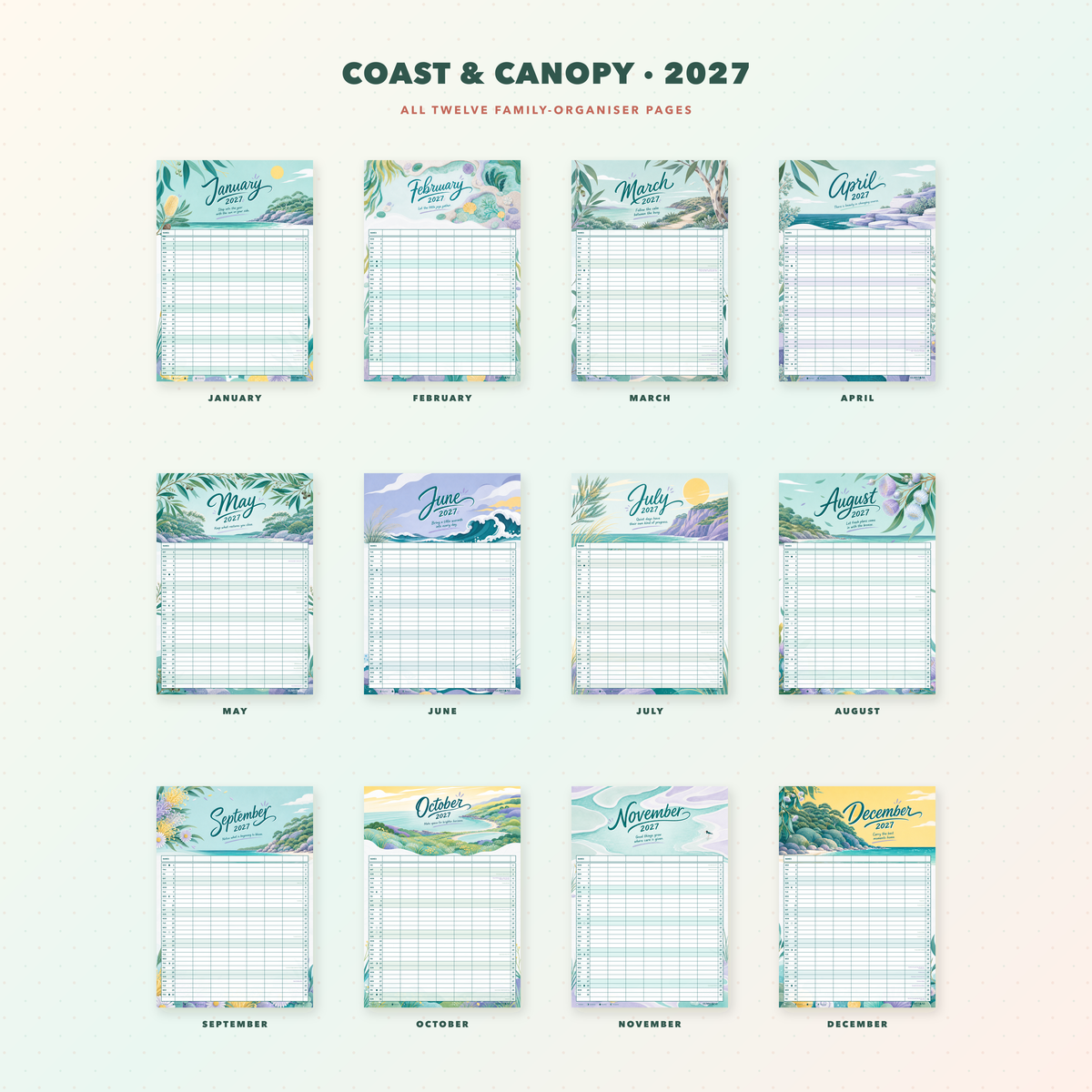 2027 Coast & Canopy - ONE BIG US A3 Australian Family Organiser Calendar - Image 03