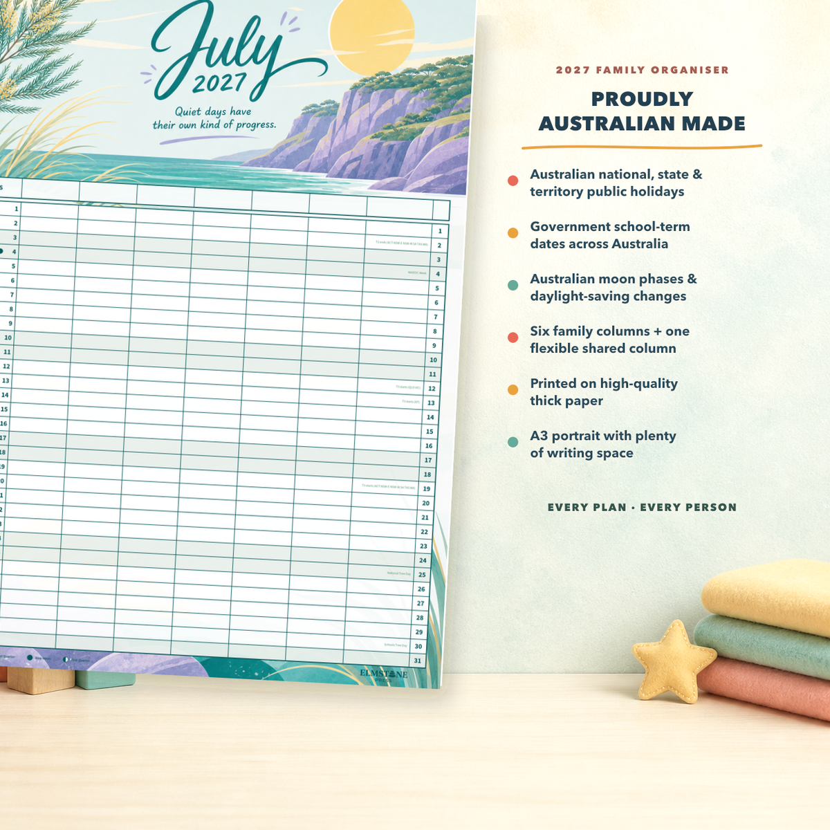 2027 Coast & Canopy - ONE BIG US A3 Australian Family Organiser Calendar - Image 07