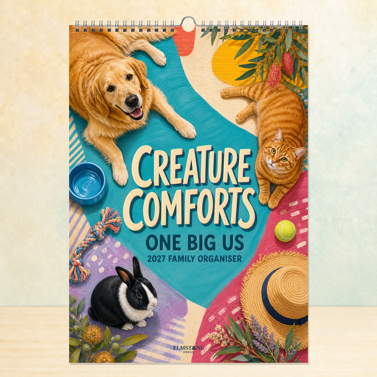 2027 Creature Comforts - ONE BIG US A3 Australian Family Organiser Calendar - Image 01