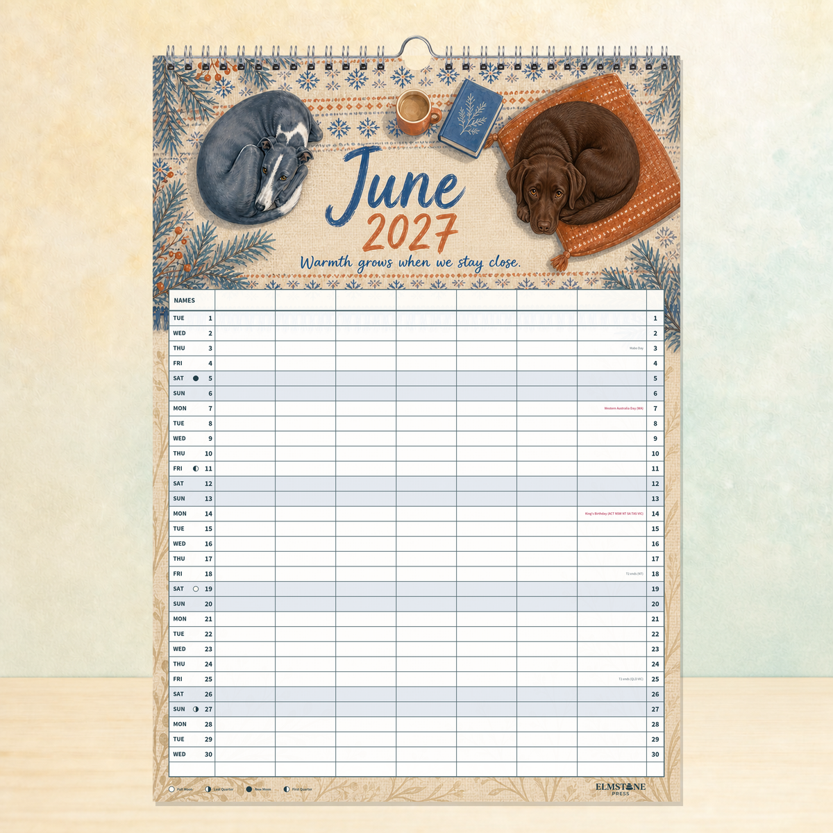 2027 Creature Comforts - ONE BIG US A3 Australian Family Organiser Calendar - Image 10