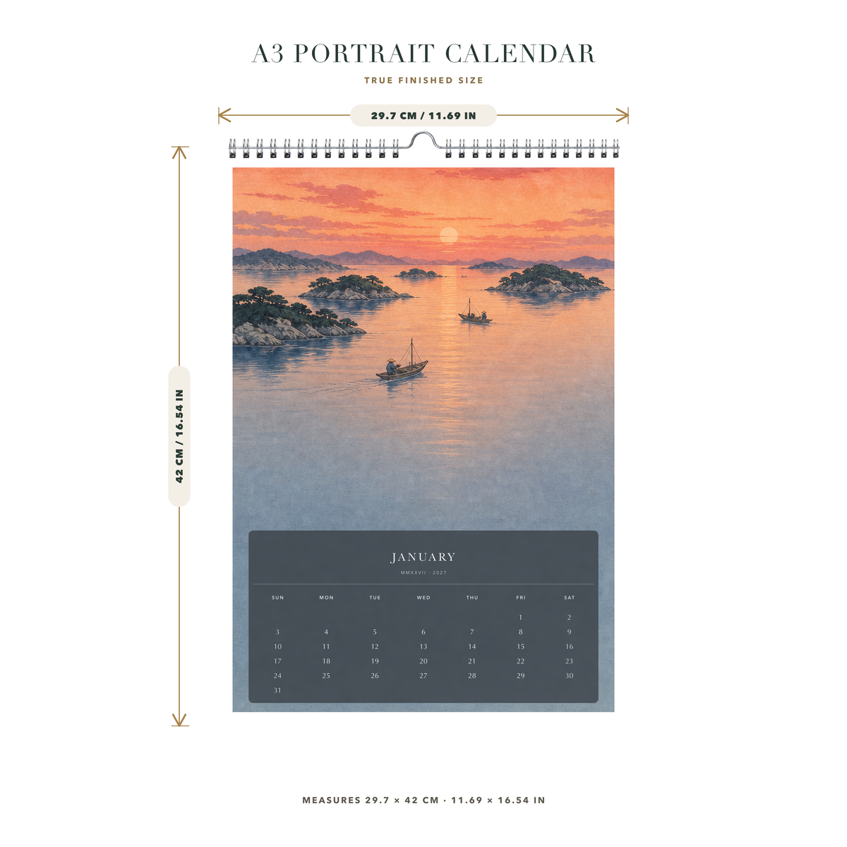 2027 Earth & Sky (The Reimagined Collection - Inspired By Katsushika Hokusai) - A3 Wall Calendar - Image 08