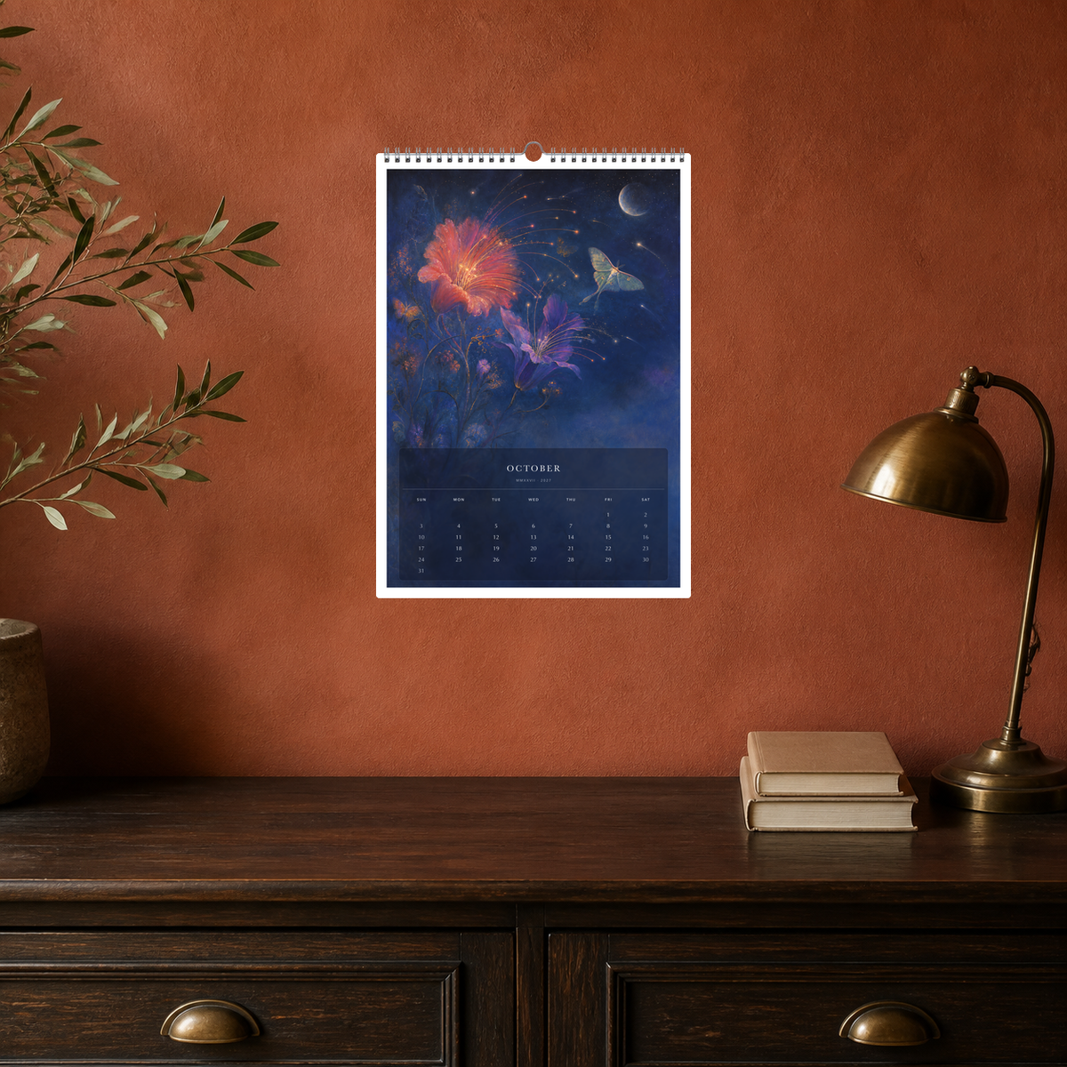 2027 Midnight Botanica (The Reimagined Collection - Inspired By Odilon Redon) - A3 Wall Calendar - Image 06