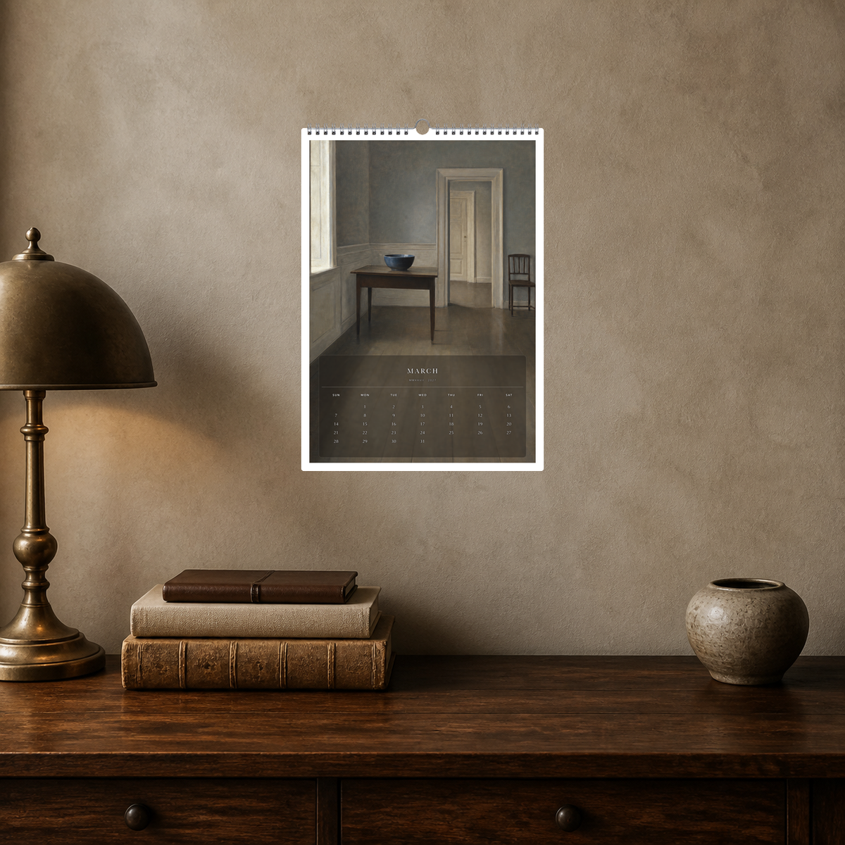 2027 Rooms of Stillness (The Reimagined Collection - Inspired By Vilhelm Hammershøi) - A3 Wall Calendar - Image 09