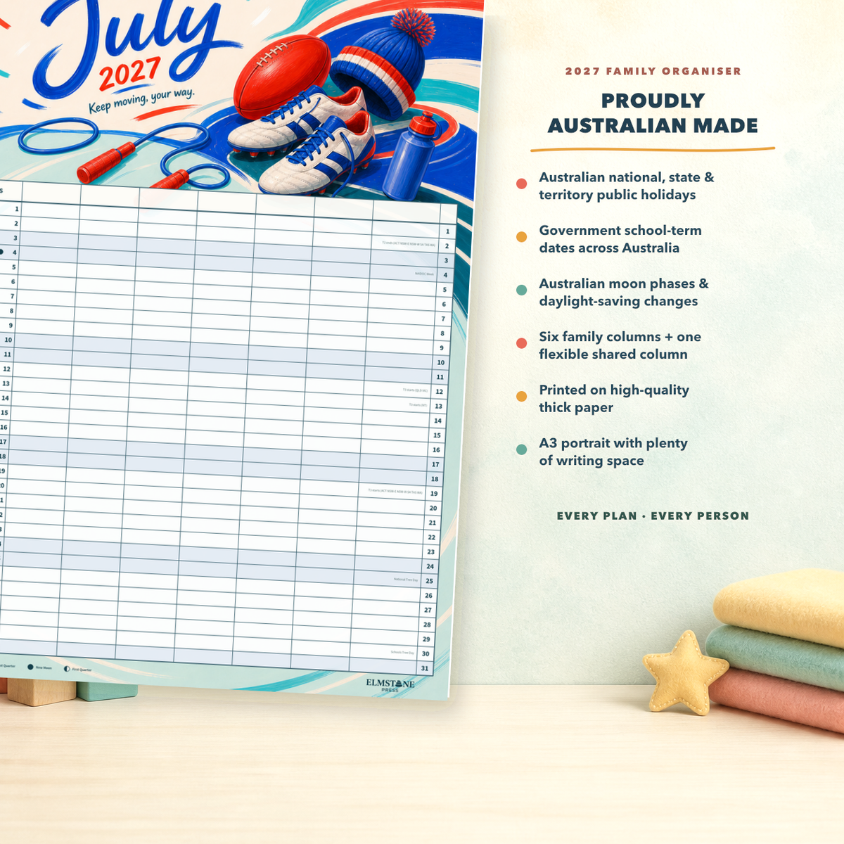 2027 The Bright Side Club - ONE BIG US A3 Australian Family Organiser Calendar - Image 07