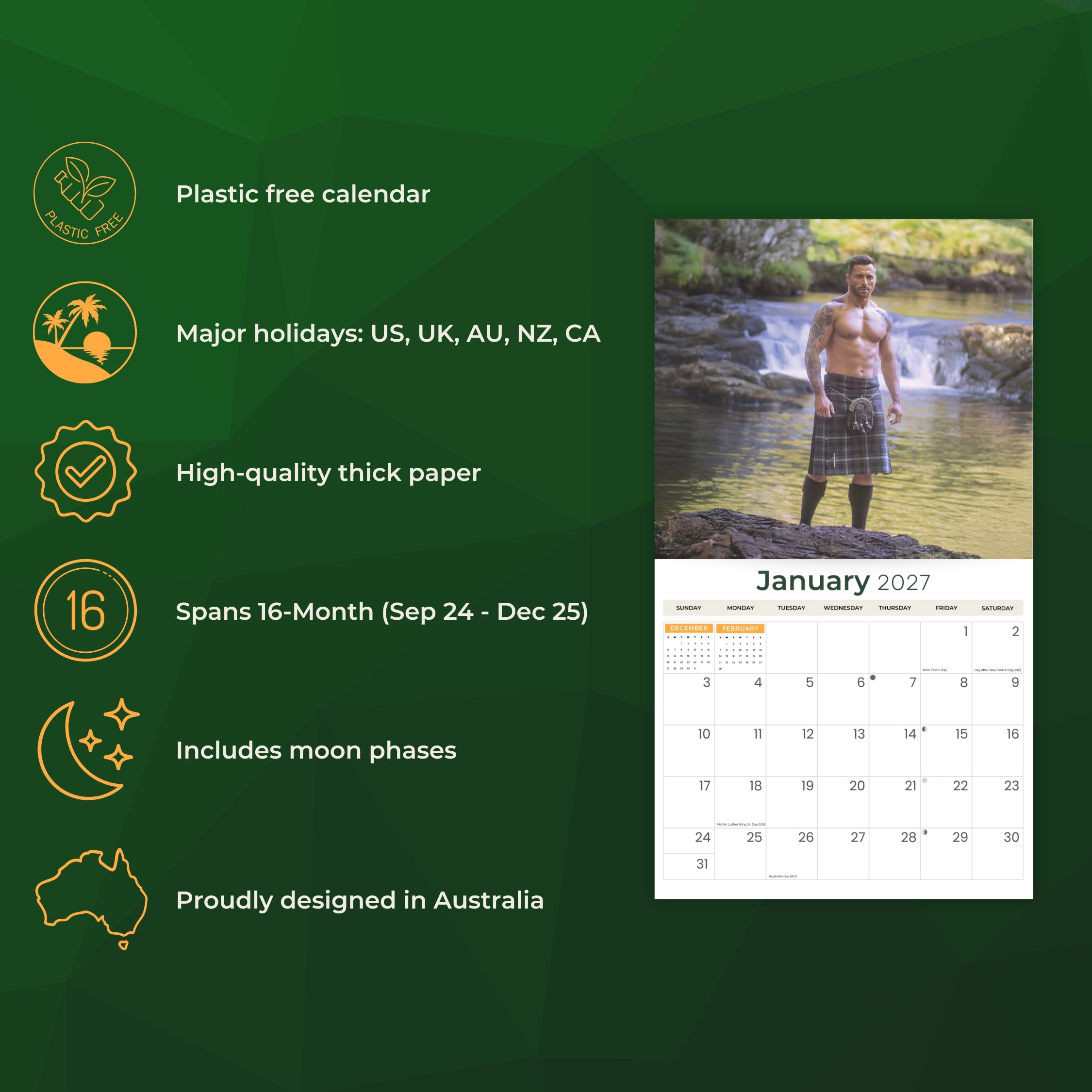 2027 Men In Kilts - Deluxe Wall Calendar