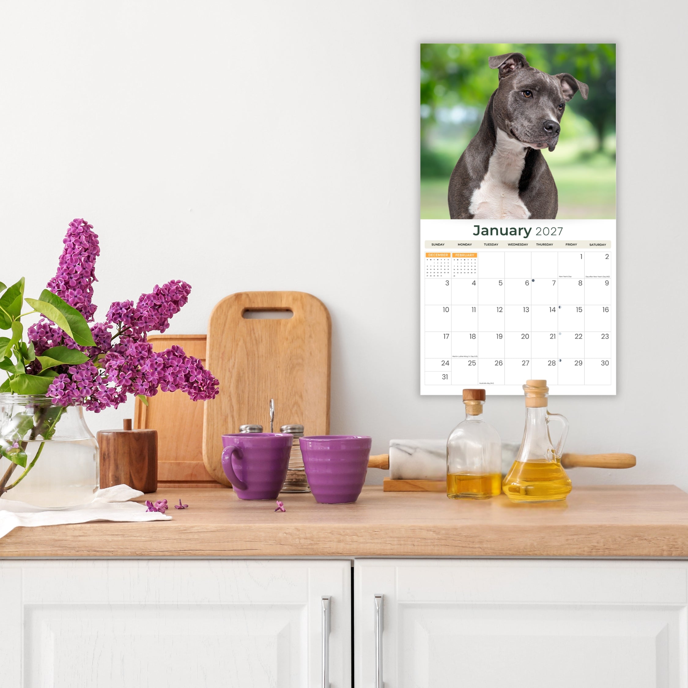 2027 Staffordshire Bull Terrier - Deluxe Wall Calendar