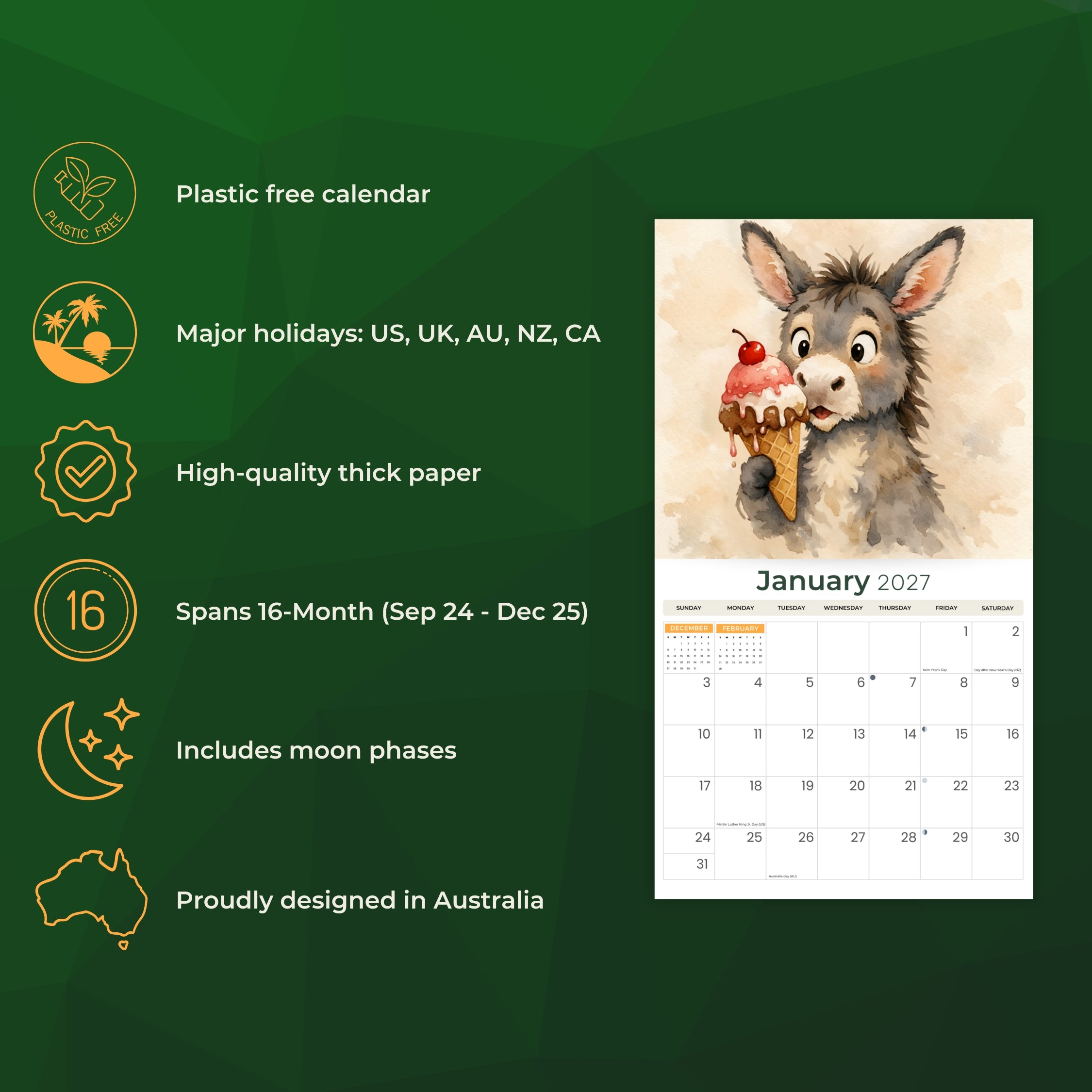 2027 The Art Of Donkeys - Deluxe Wall Calendar