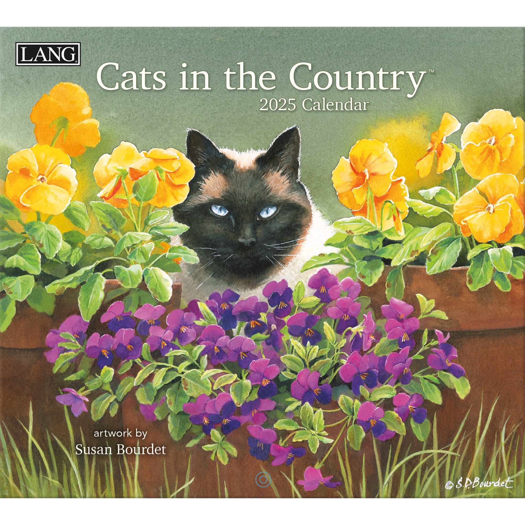 2025 LANG Cats In The Country By Susan Bourdet Deluxe Wall Calendar