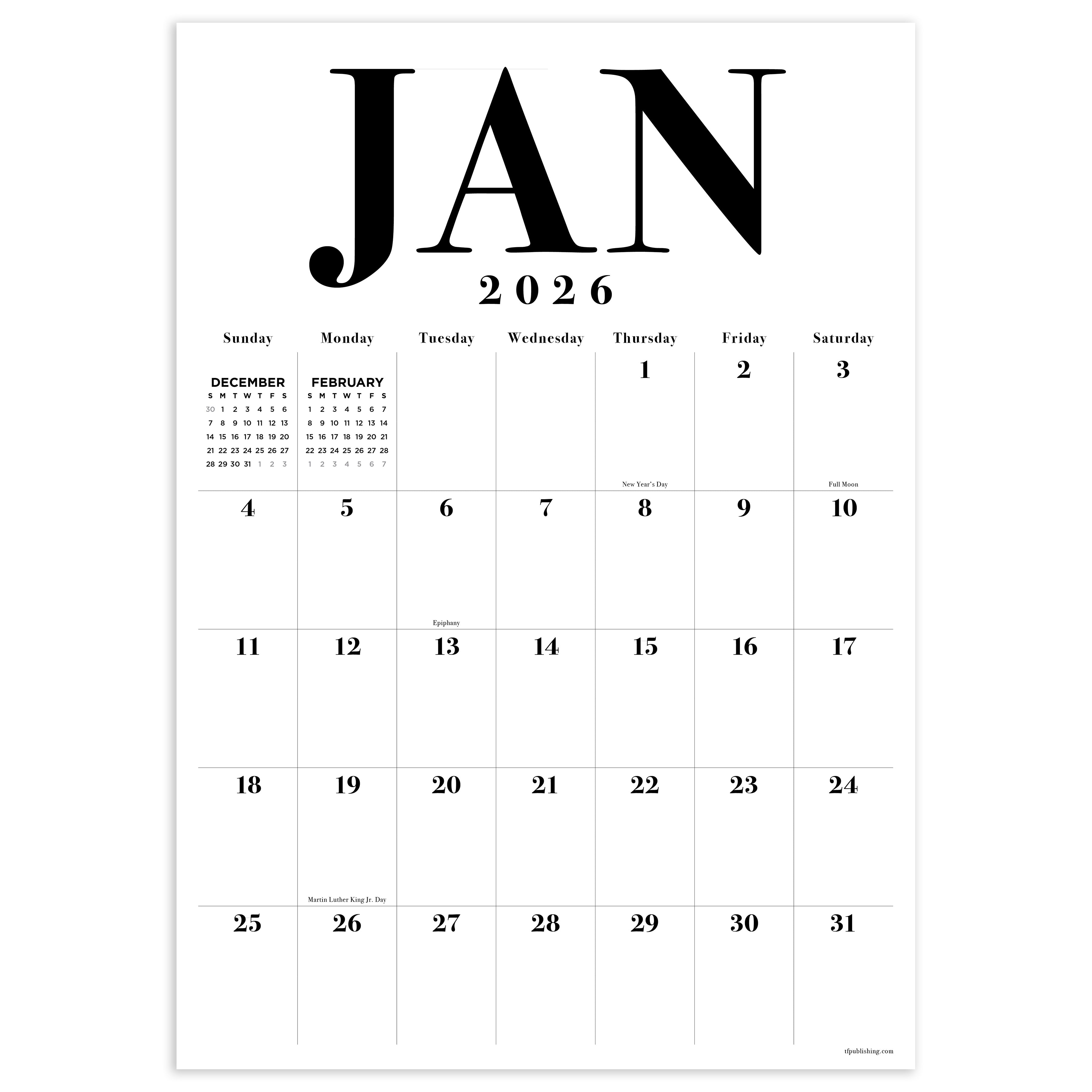 2026 Medium Art Poster - Deluxe Wall Calendar