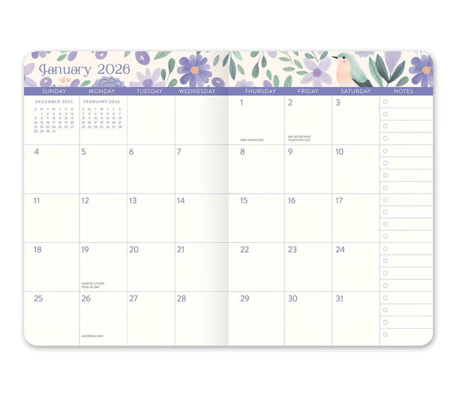 2026 Birds & Bloom - 17-Month Monthly Pocket Diary/Planner