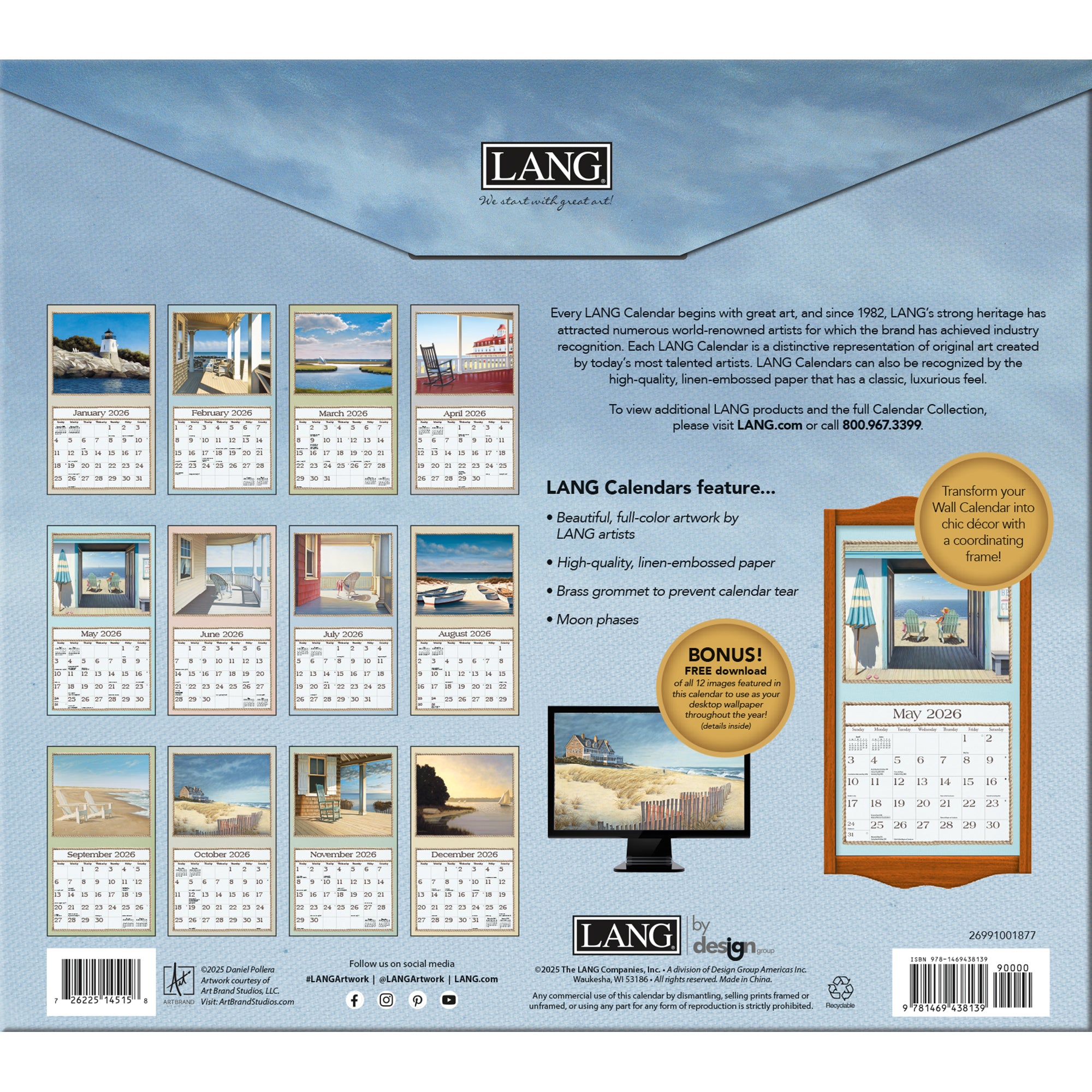 2026 LANG Seaside - Deluxe Wall Calendar