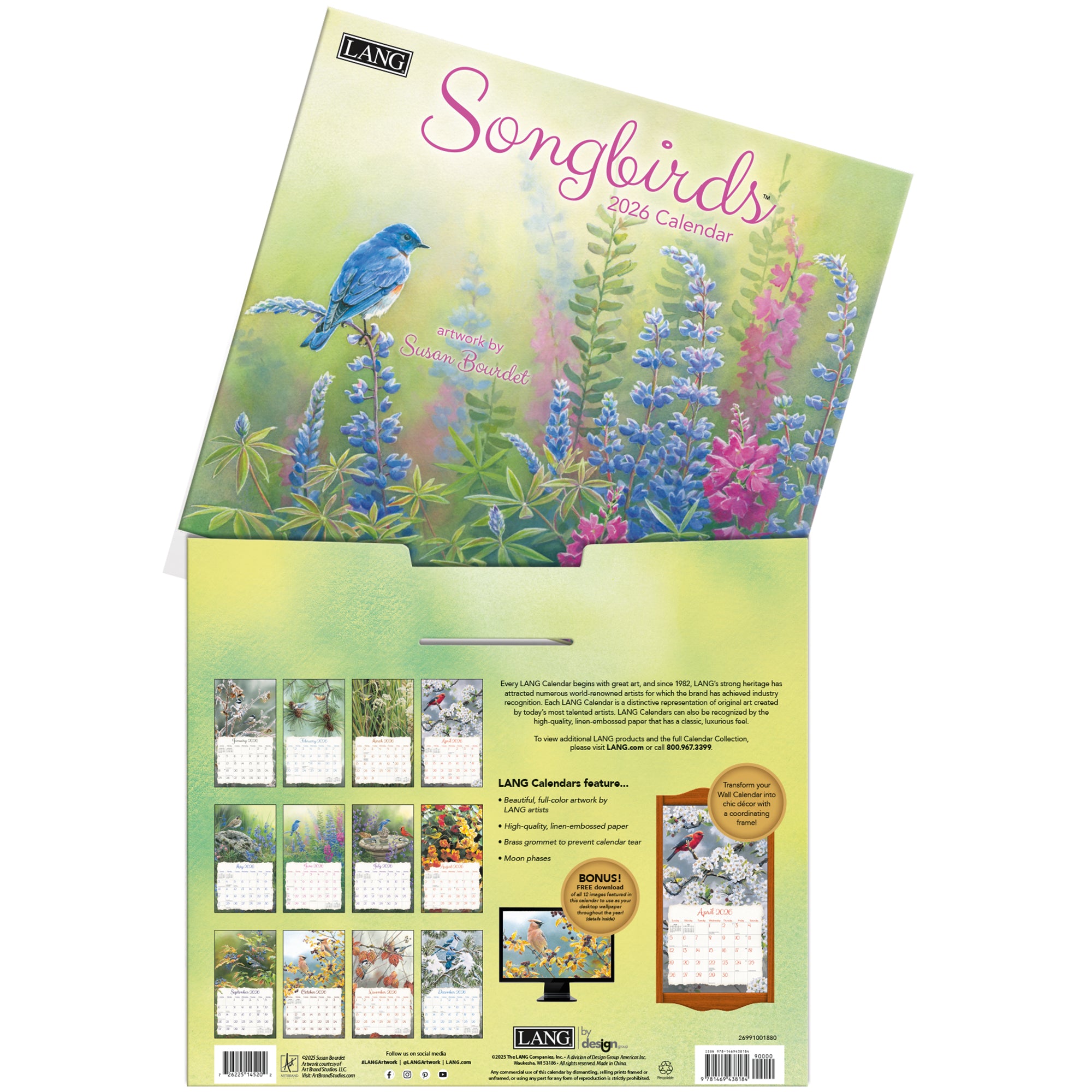 2026 LANG Songbirds - Deluxe Wall Calendar