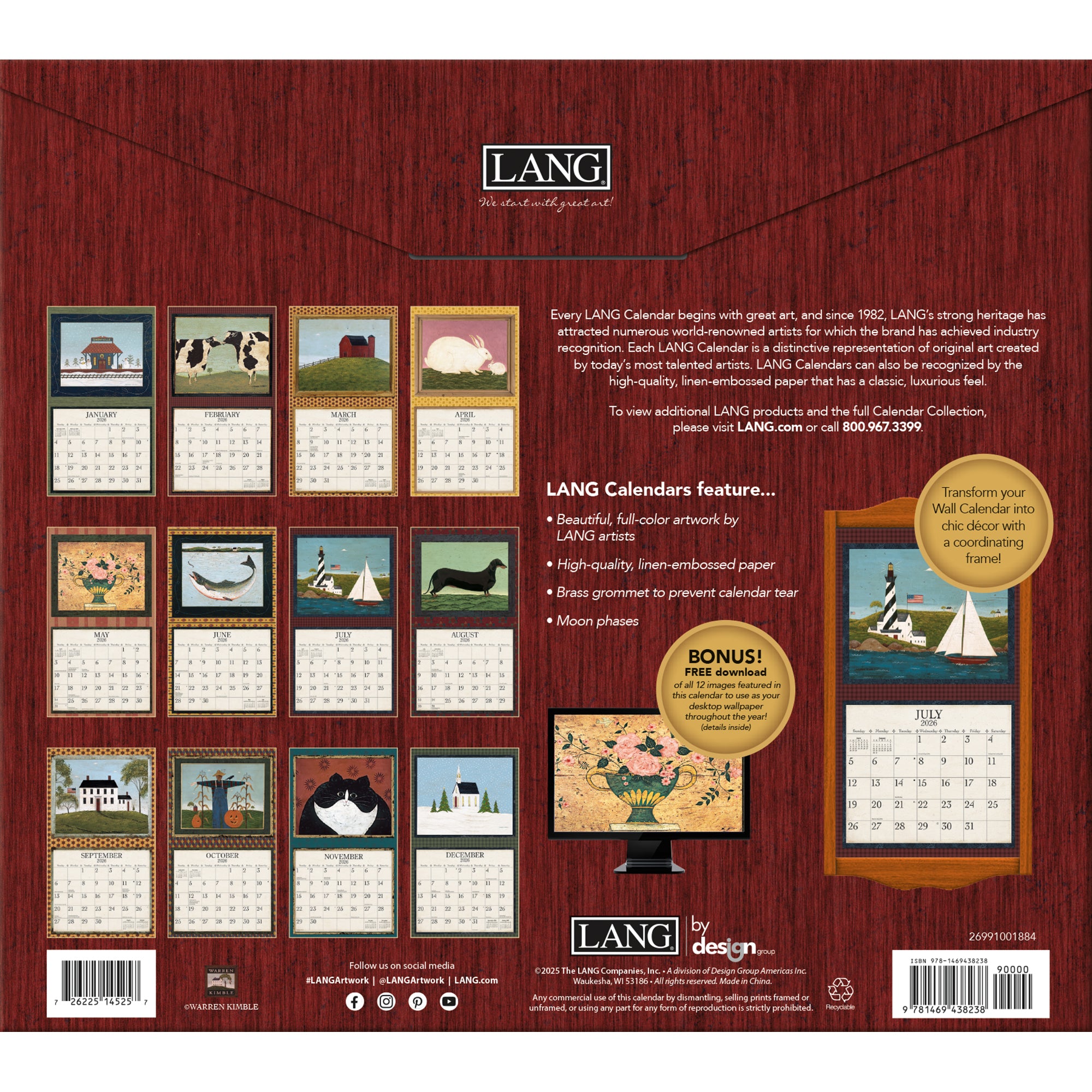 2026 LANG Warren Kimble - Deluxe Wall Calendar