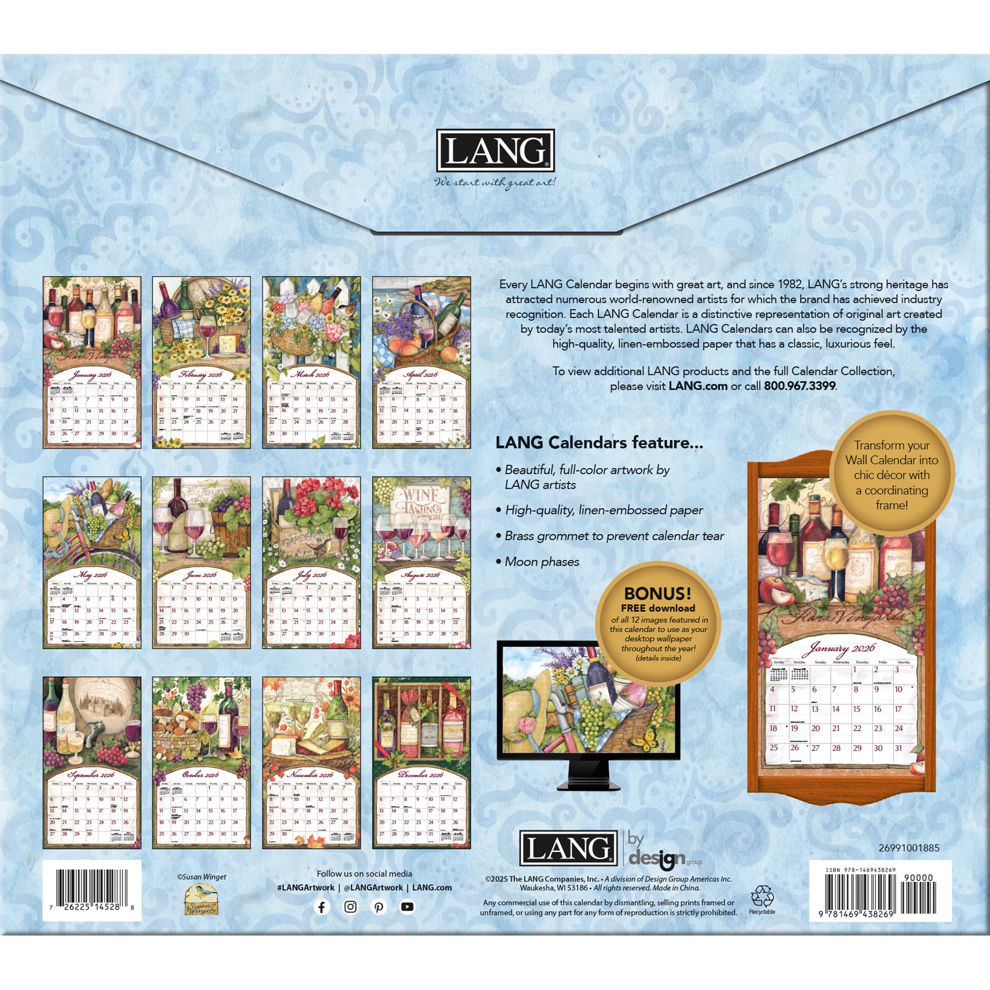 2026 LANG Wine Country - Deluxe Wall Calendar