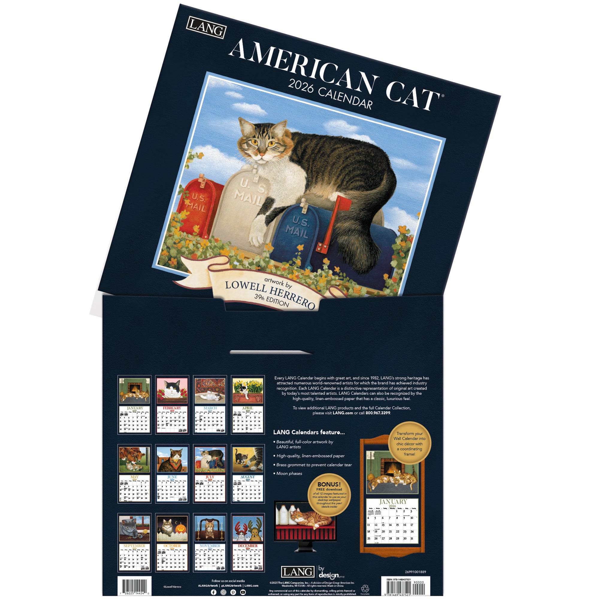2026 LANG American Cat - Deluxe Wall Calendar