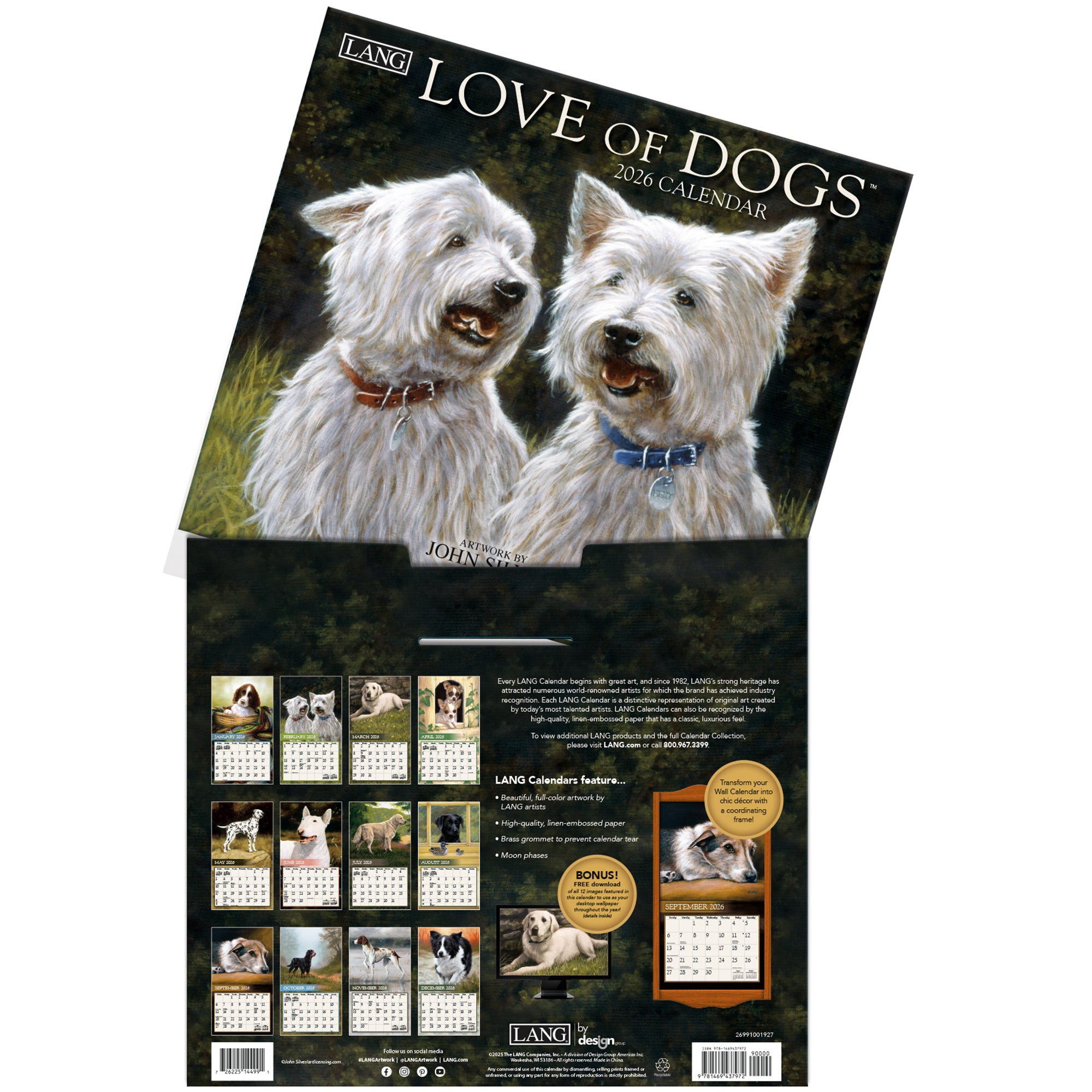 2026 LANG Love Of Dogs - Deluxe Wall Calendar