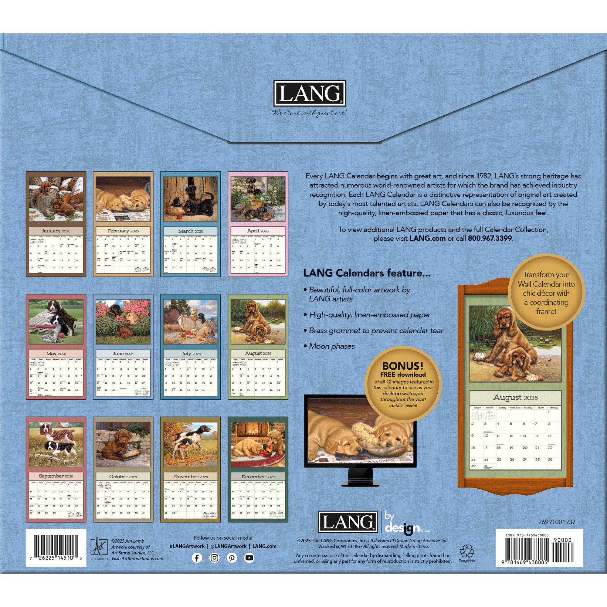 2026 LANG Puppy - Deluxe Wall Calendar