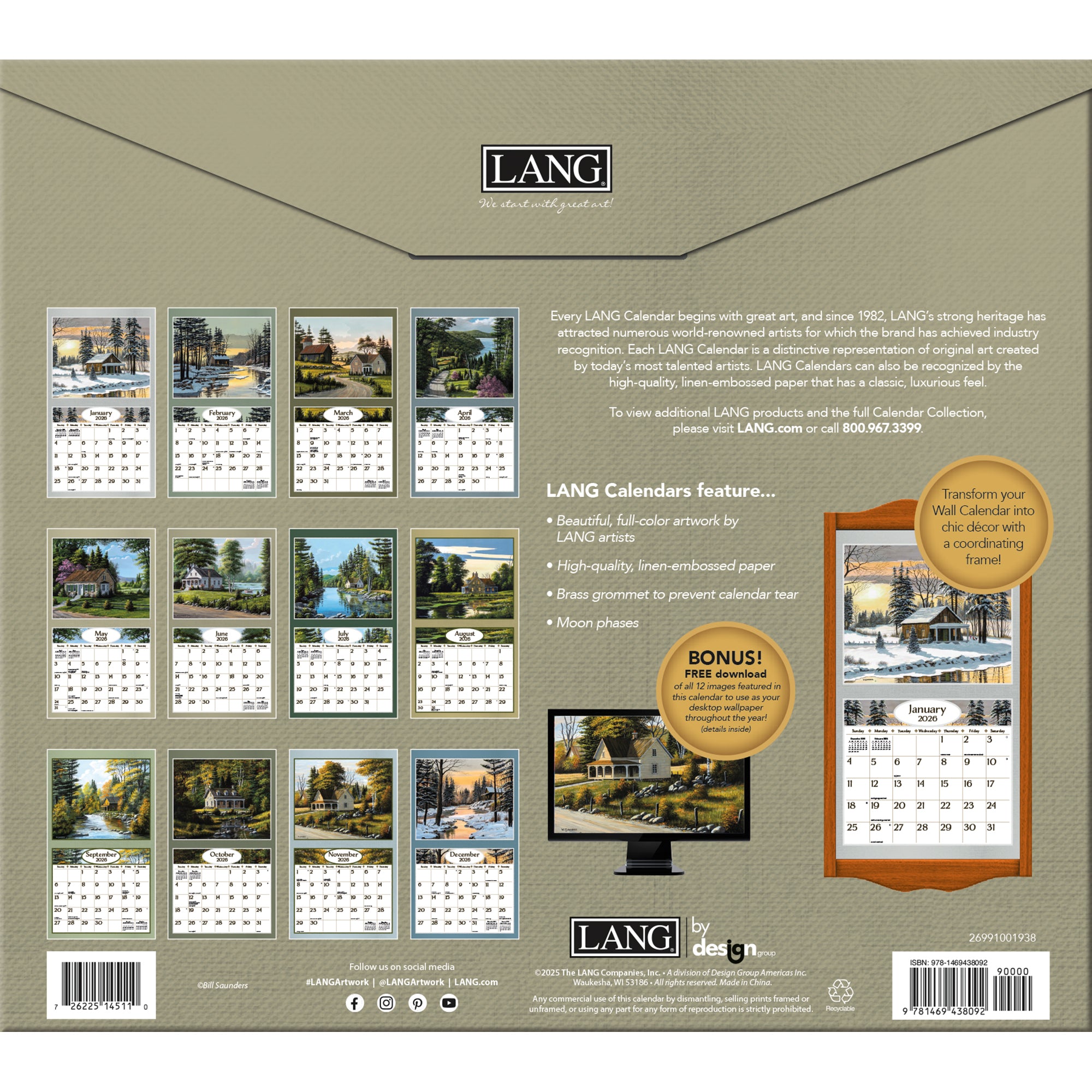 2026 LANG Road Home - Deluxe Wall Calendar