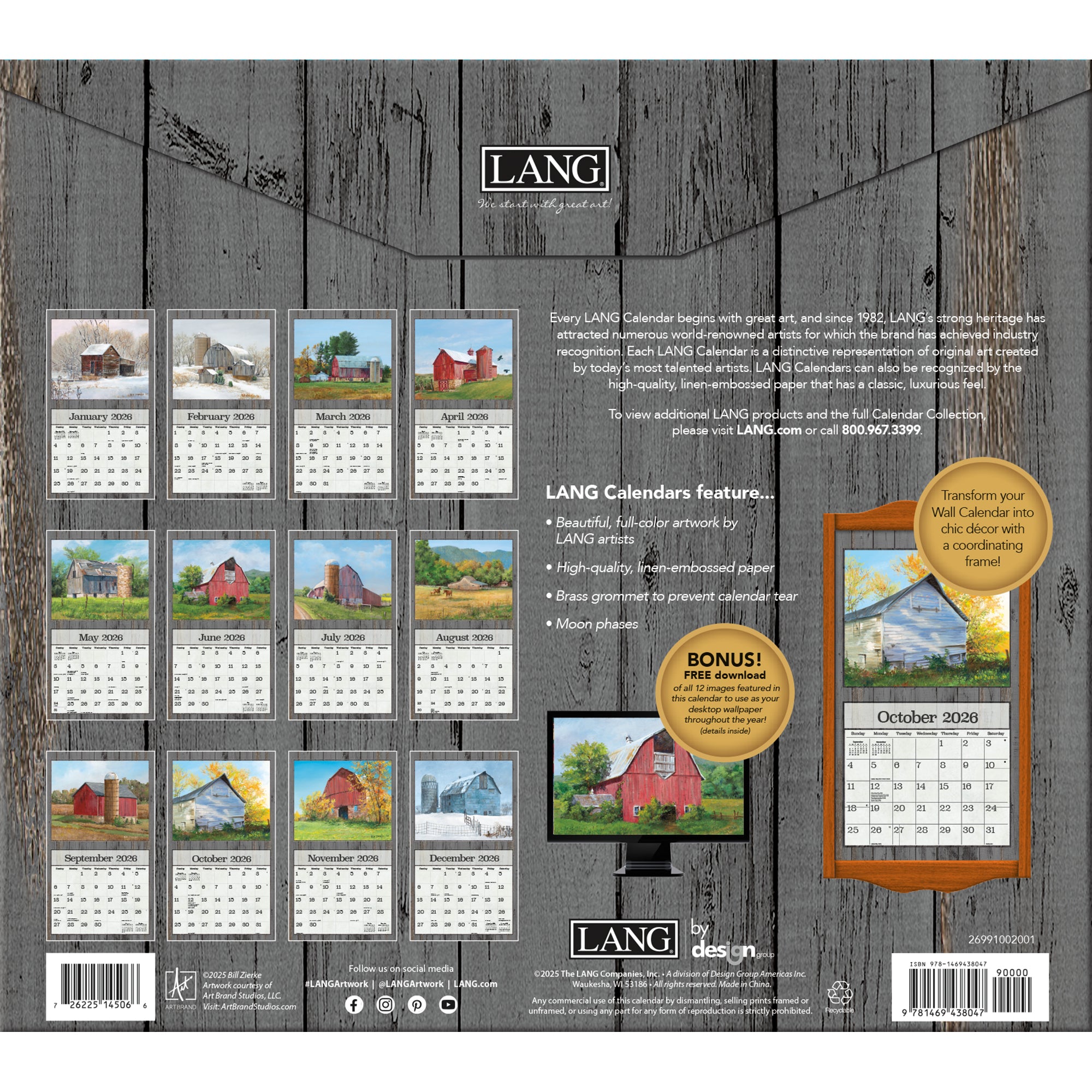 2026 LANG On The Farm - Deluxe Wall Calendar