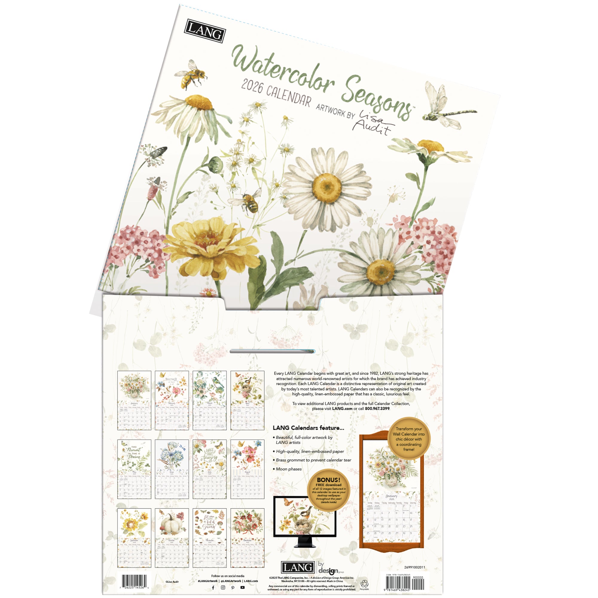 2026 LANG Watercolor Seasons - Deluxe Wall Calendar