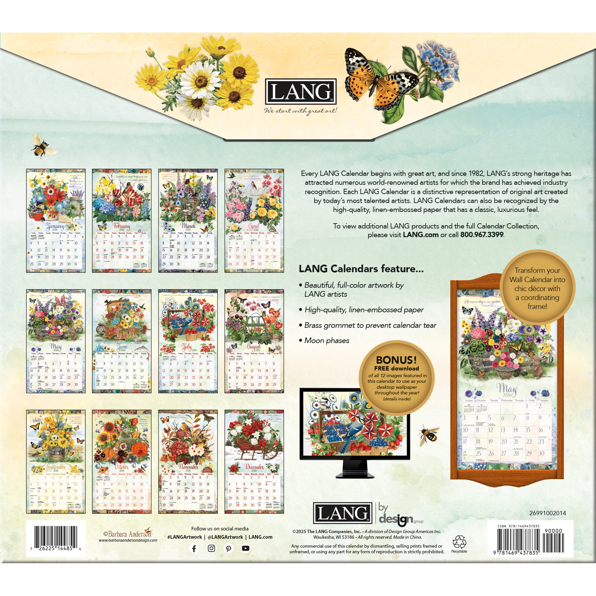 2026 LANG Garden Botanicals - Deluxe Wall Calendar
