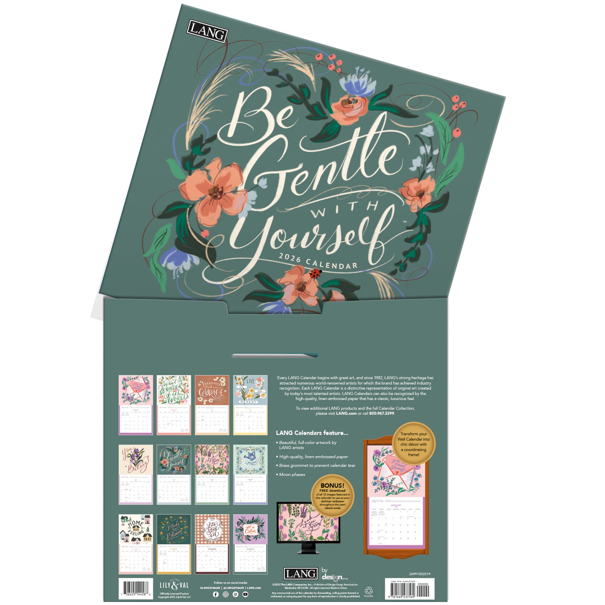 2026 LANG Be Gentle With Yourself - Deluxe Wall Calendar