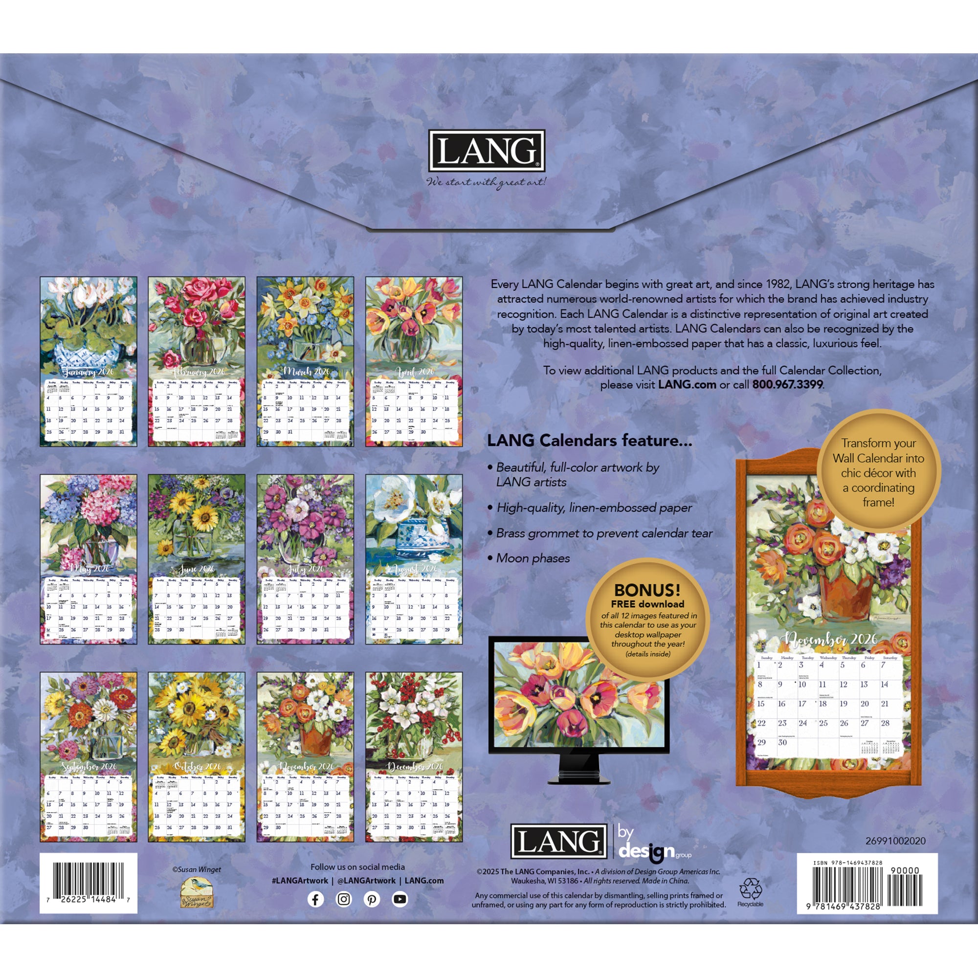 2026 LANG Gallery Florals - Deluxe Wall Calendar