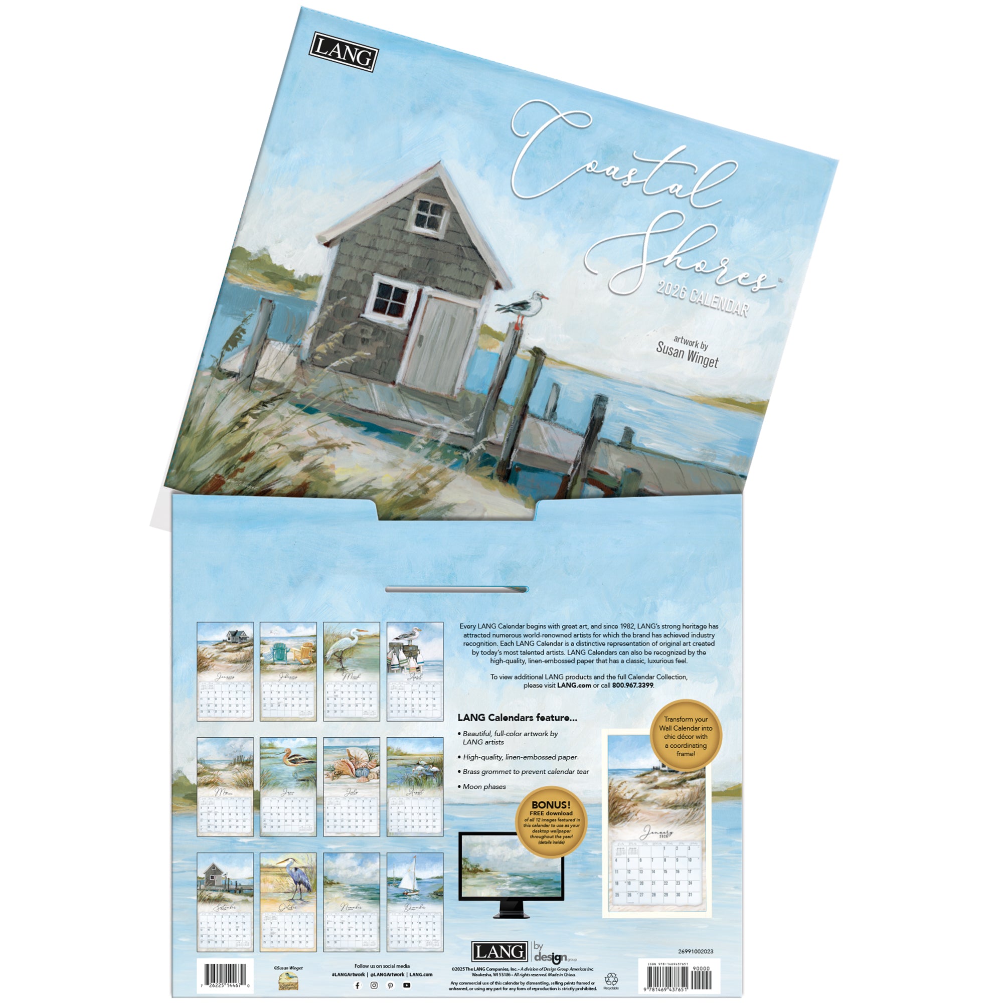 2026 LANG Coastal Shores - Deluxe Wall Calendar
