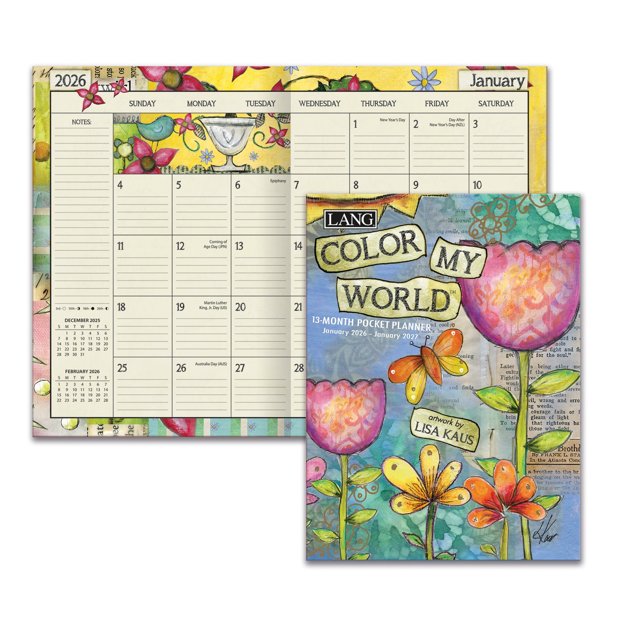 2026 LANG Color My World - 13 Month Monthly Pocket Diary/Planner