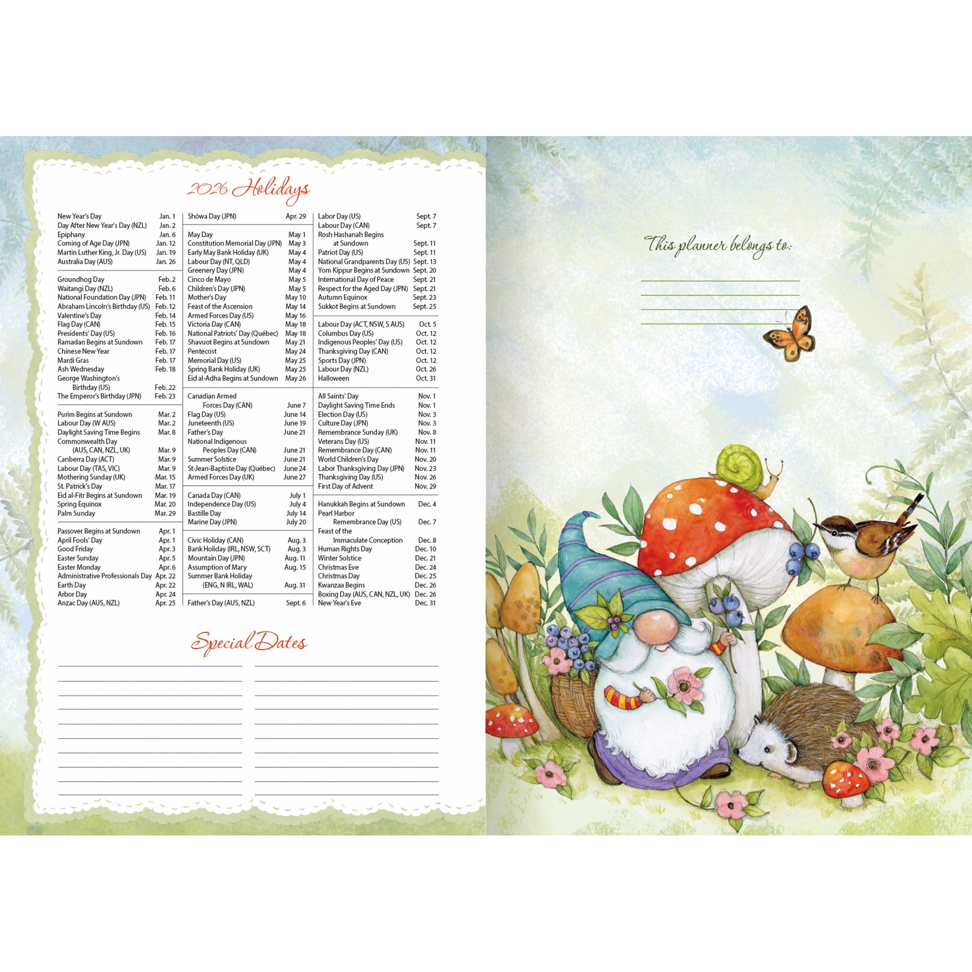 2026 LANG Gnome Sweet Gnome - 13 Month Monthly Pocket Diary/Planner