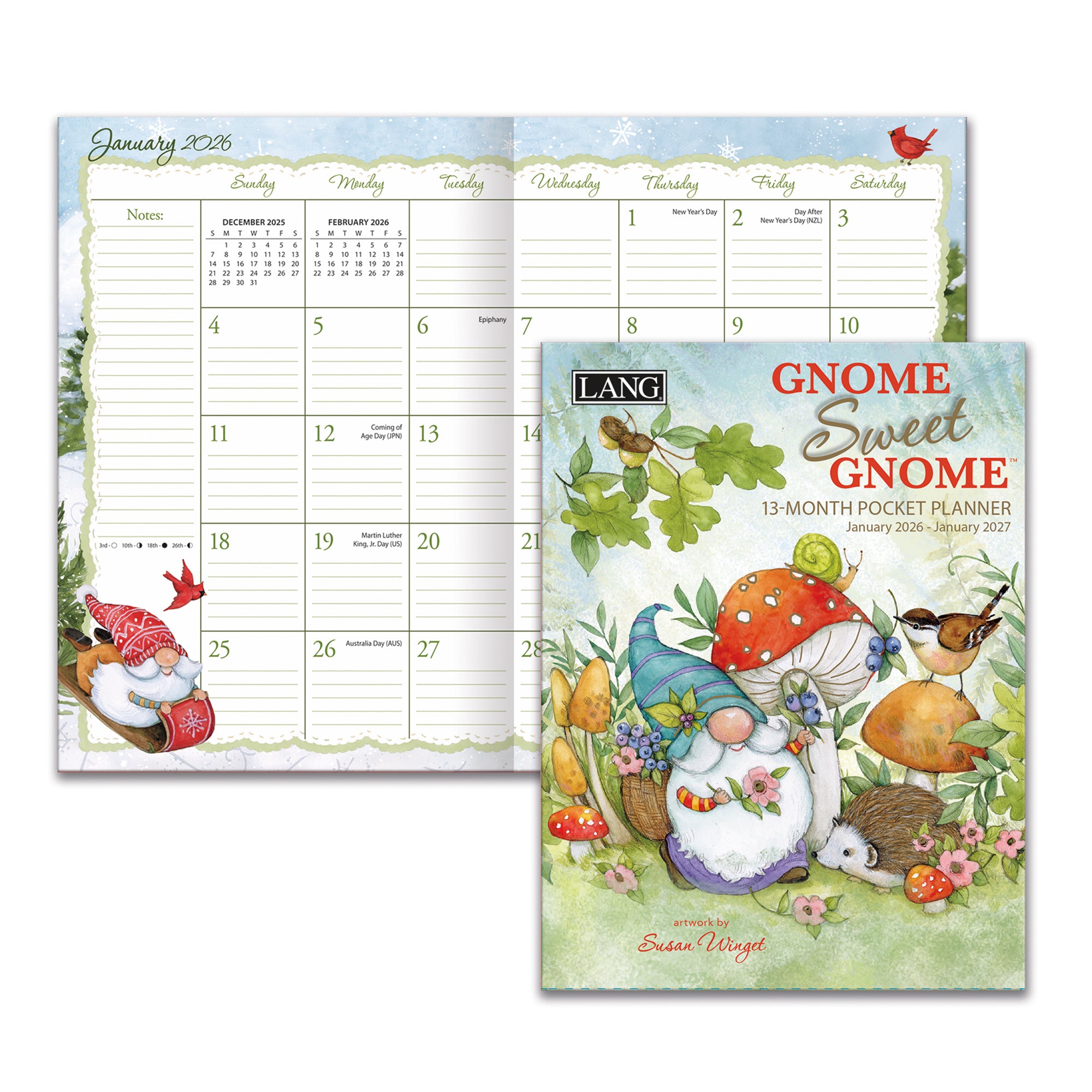 2026 LANG Gnome Sweet Gnome - 13 Month Monthly Pocket Diary/Planner