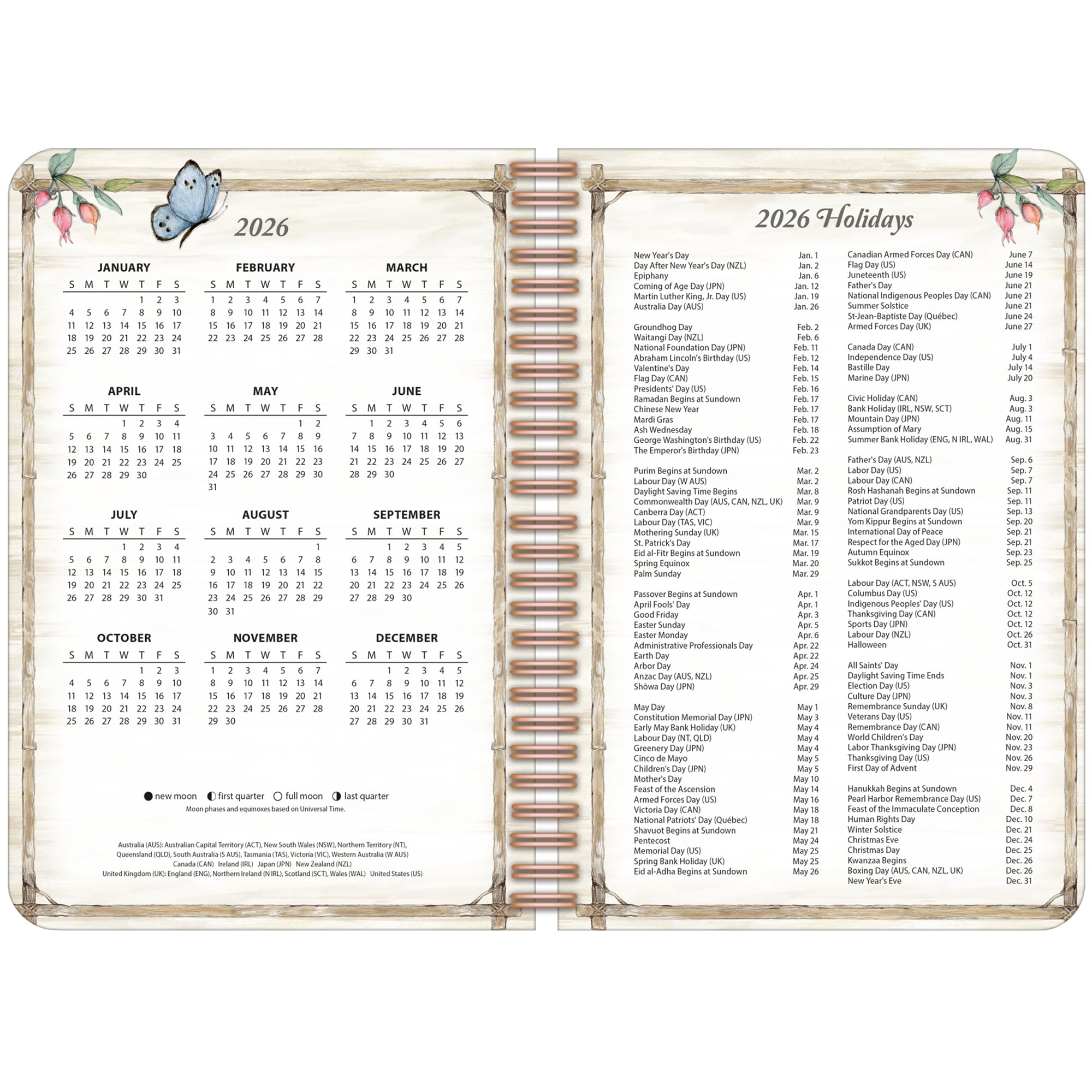 2026 LANG Rosewood Ranch - Spiral Monthly & Weekly Engagement Diary/Planner