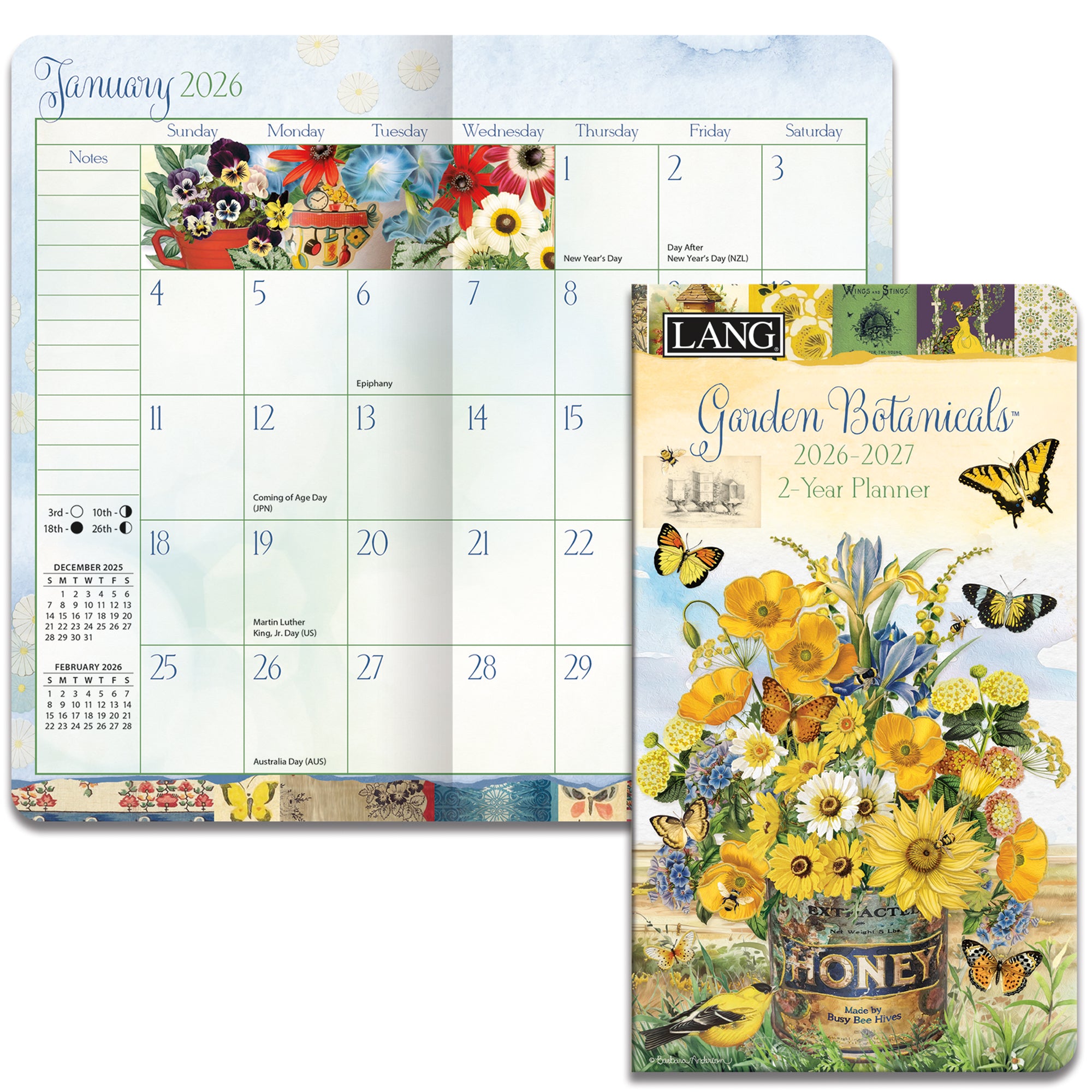 2026 LANG Garden Botanicals - Two Year Pocket Diary/Planner
