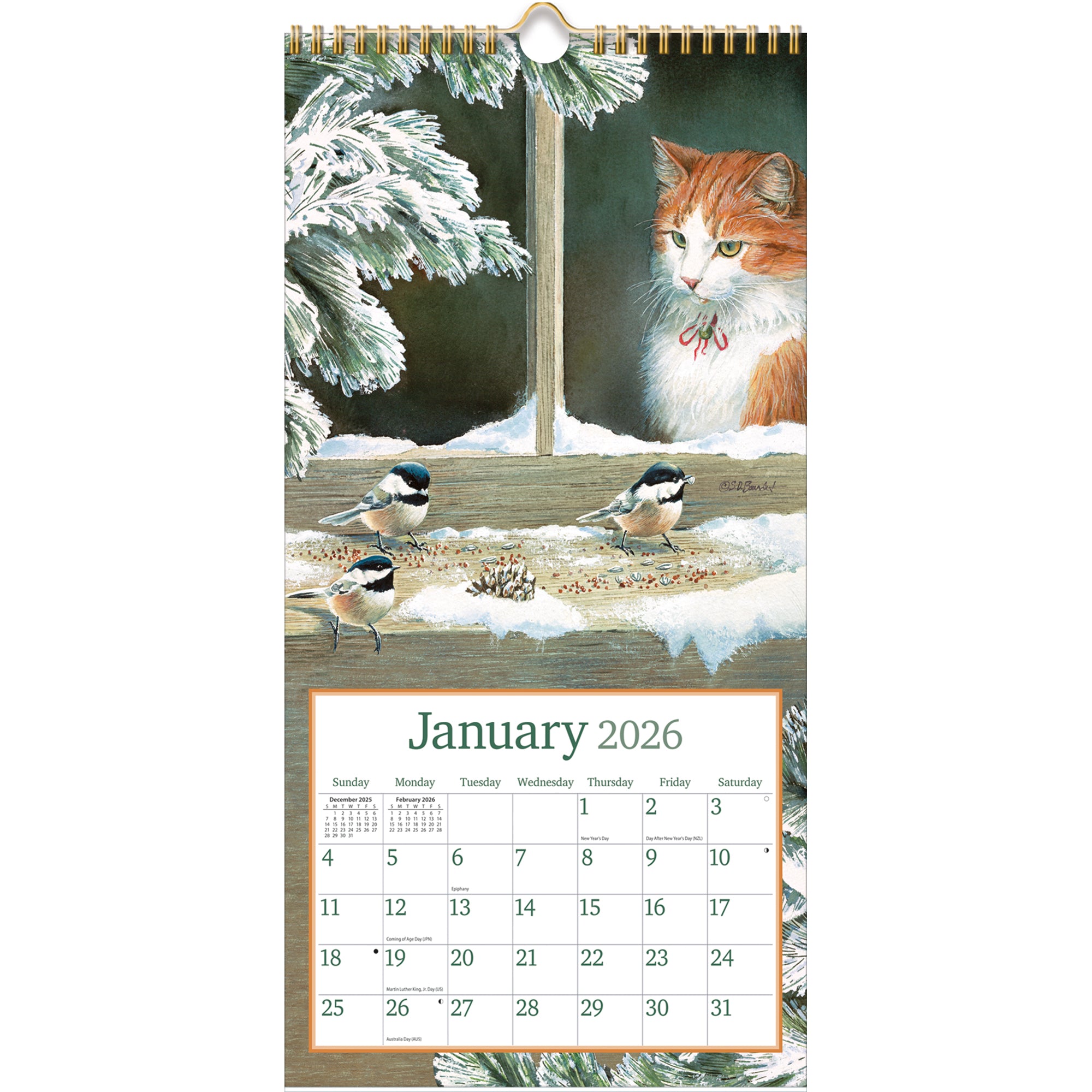 2026 LANG Cats In The Country - Slim Vertical Wall Calendar