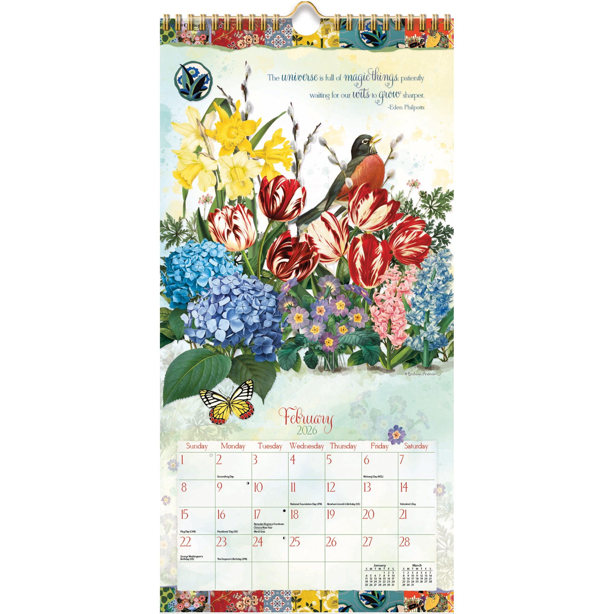 2026 LANG Garden Botanicals - Slim Vertical Wall Calendar