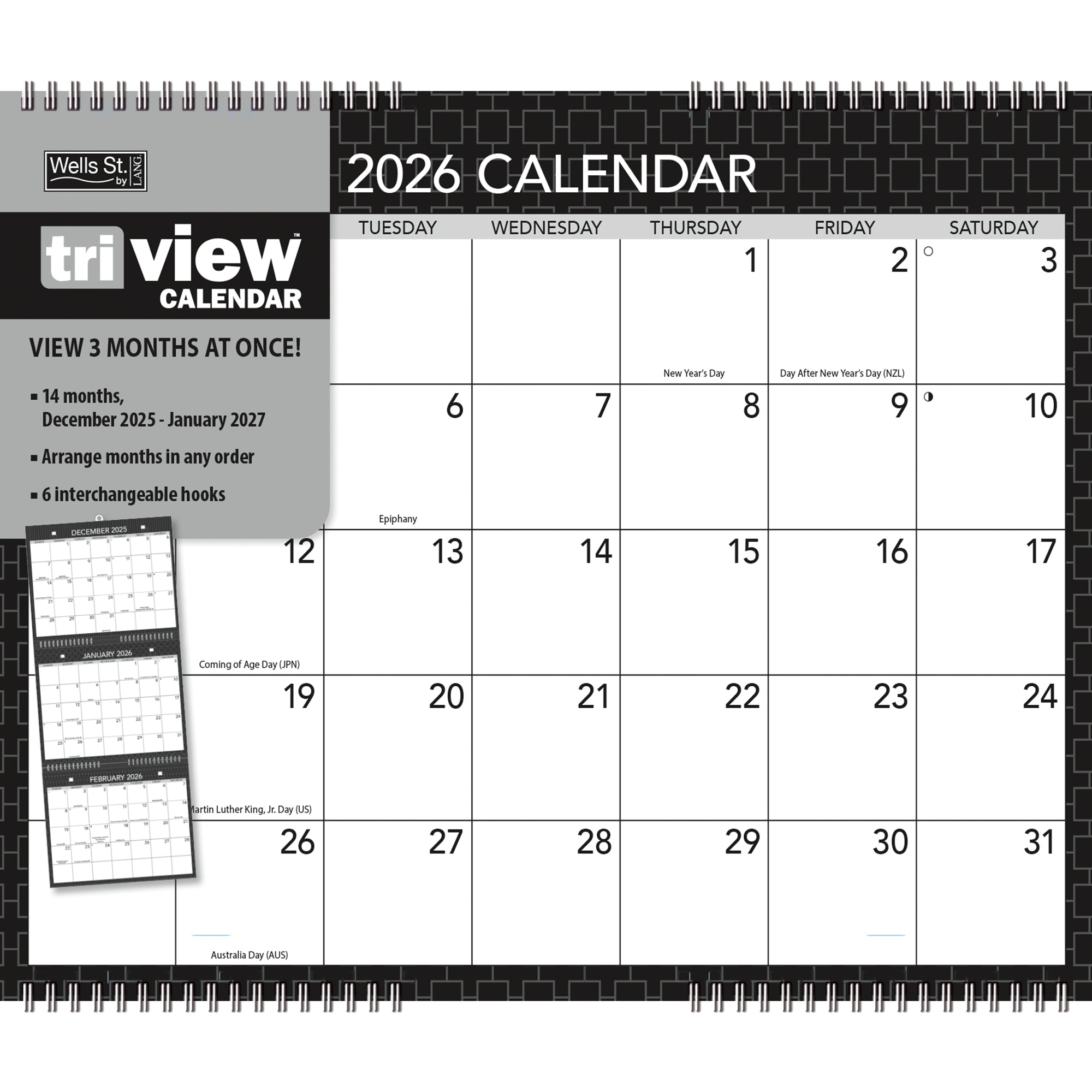 2026 LANG Office - 3 Month View Wall Calendar