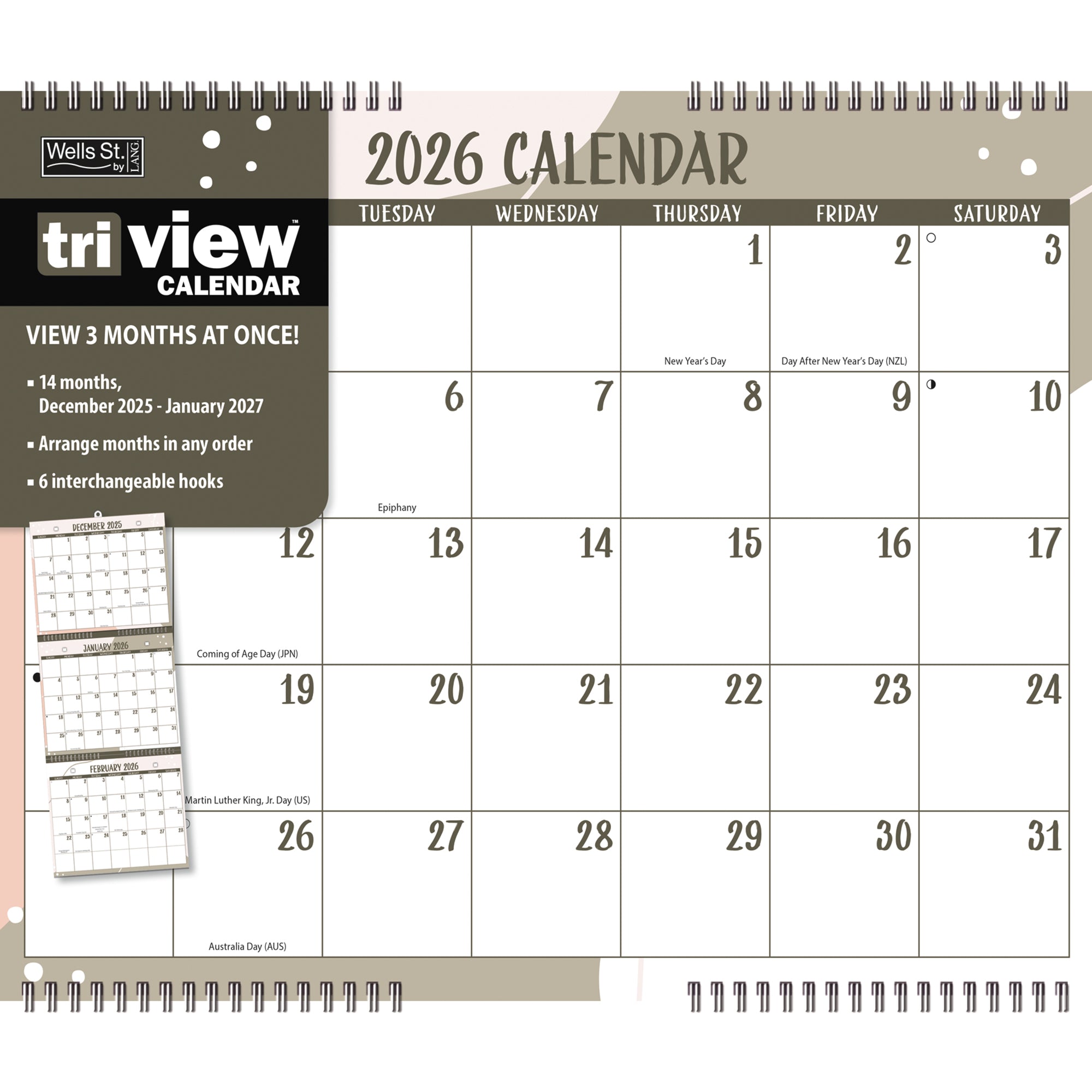 2026 LANG Focused - 3 Month View Wall Calendar