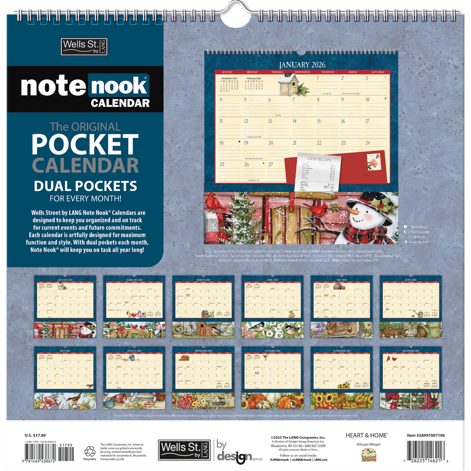 2026 LANG Heart & Home - Note Nook Square Wall Calendar