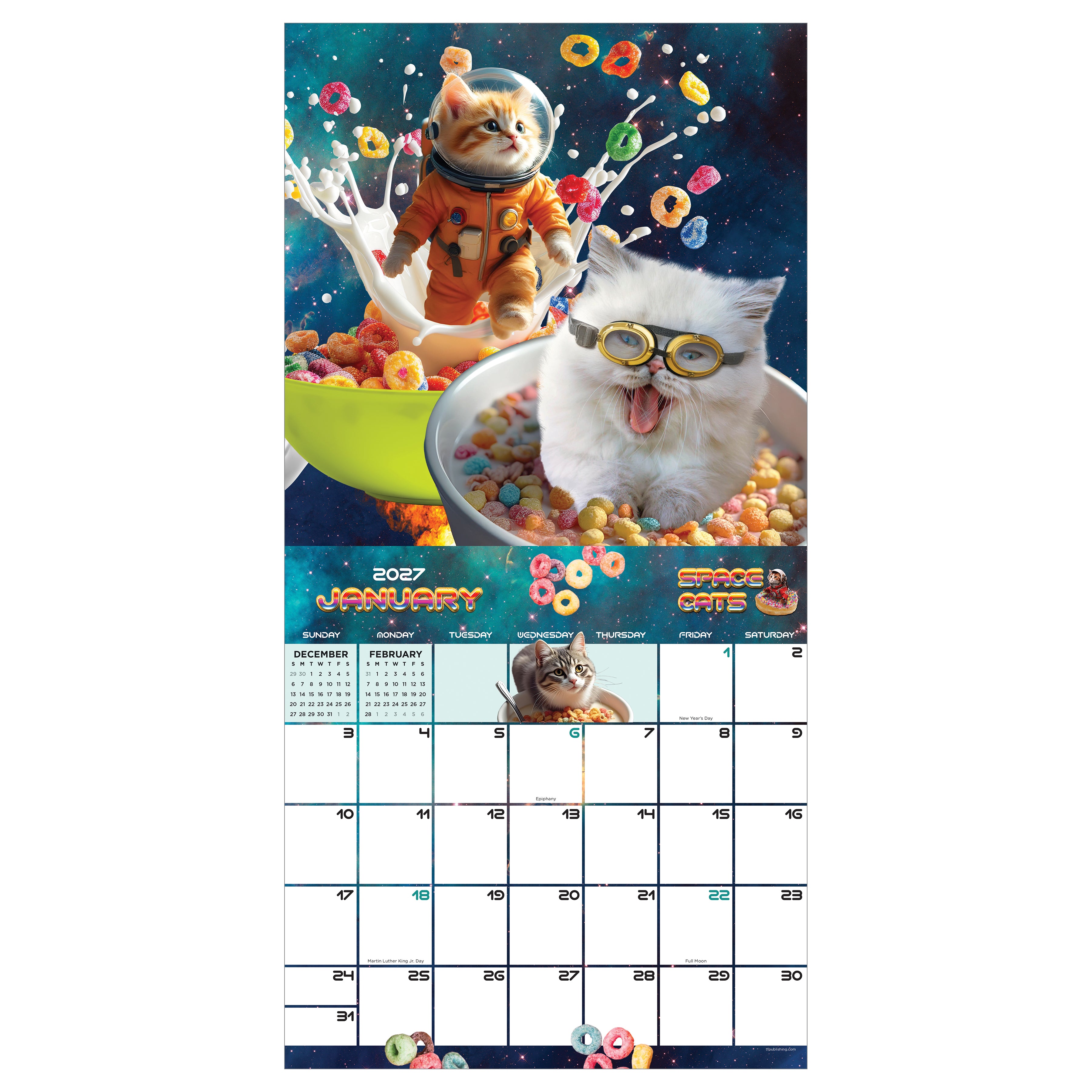 2027 Space Cats - Square Wall Calendar