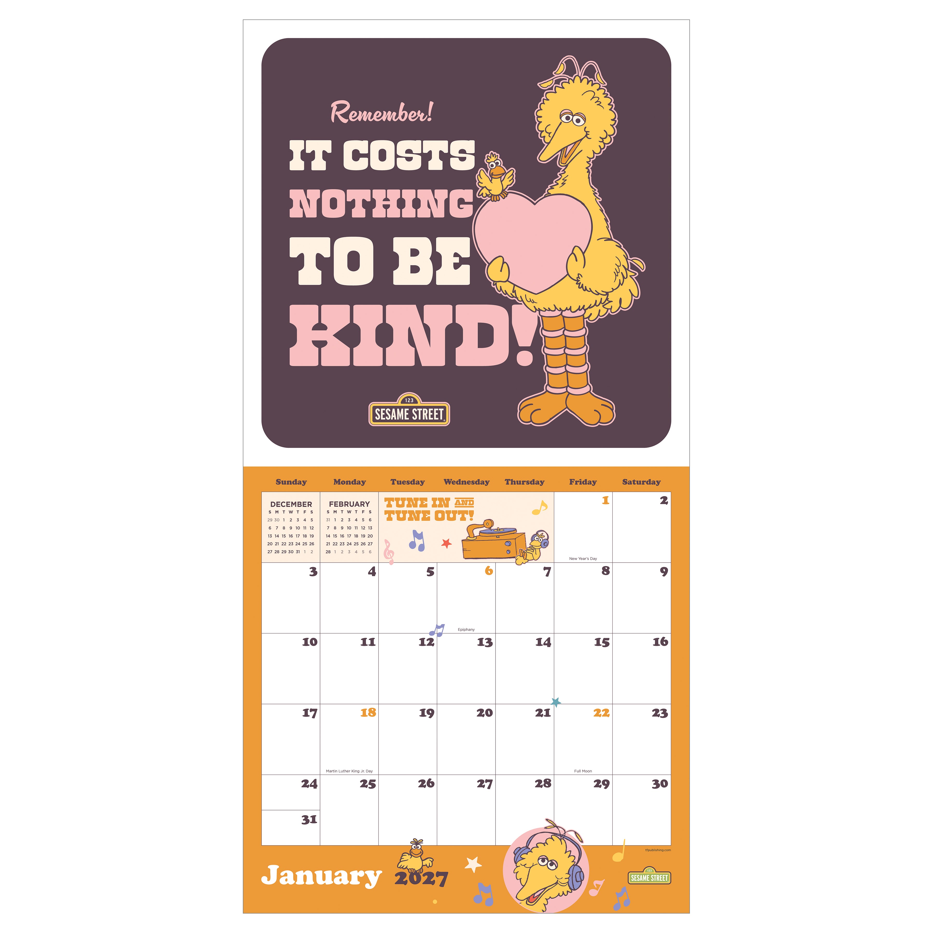 2027 Sesame Street - Square Wall Calendar