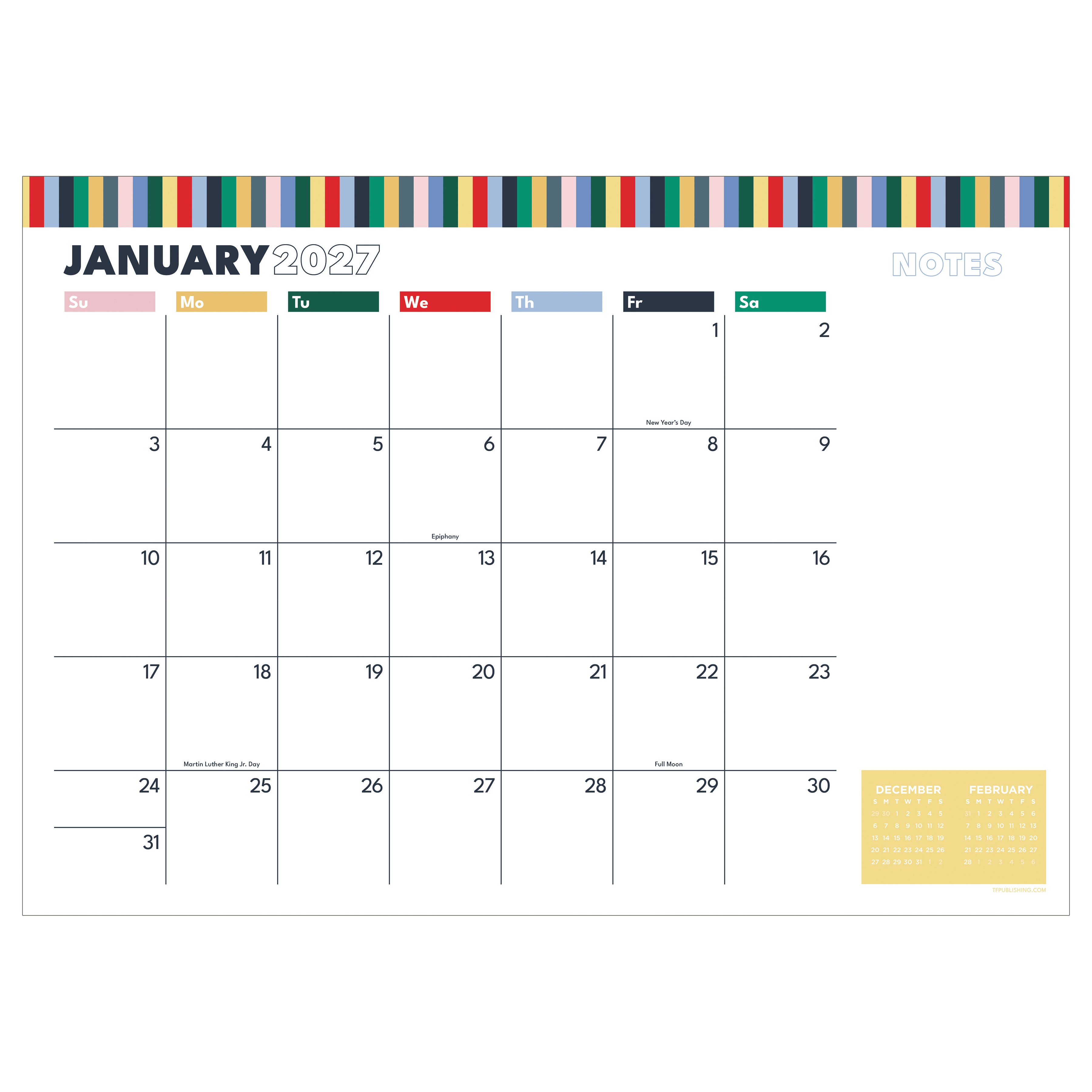 2027 Long Weekend - Medium Desk Pad Calendar