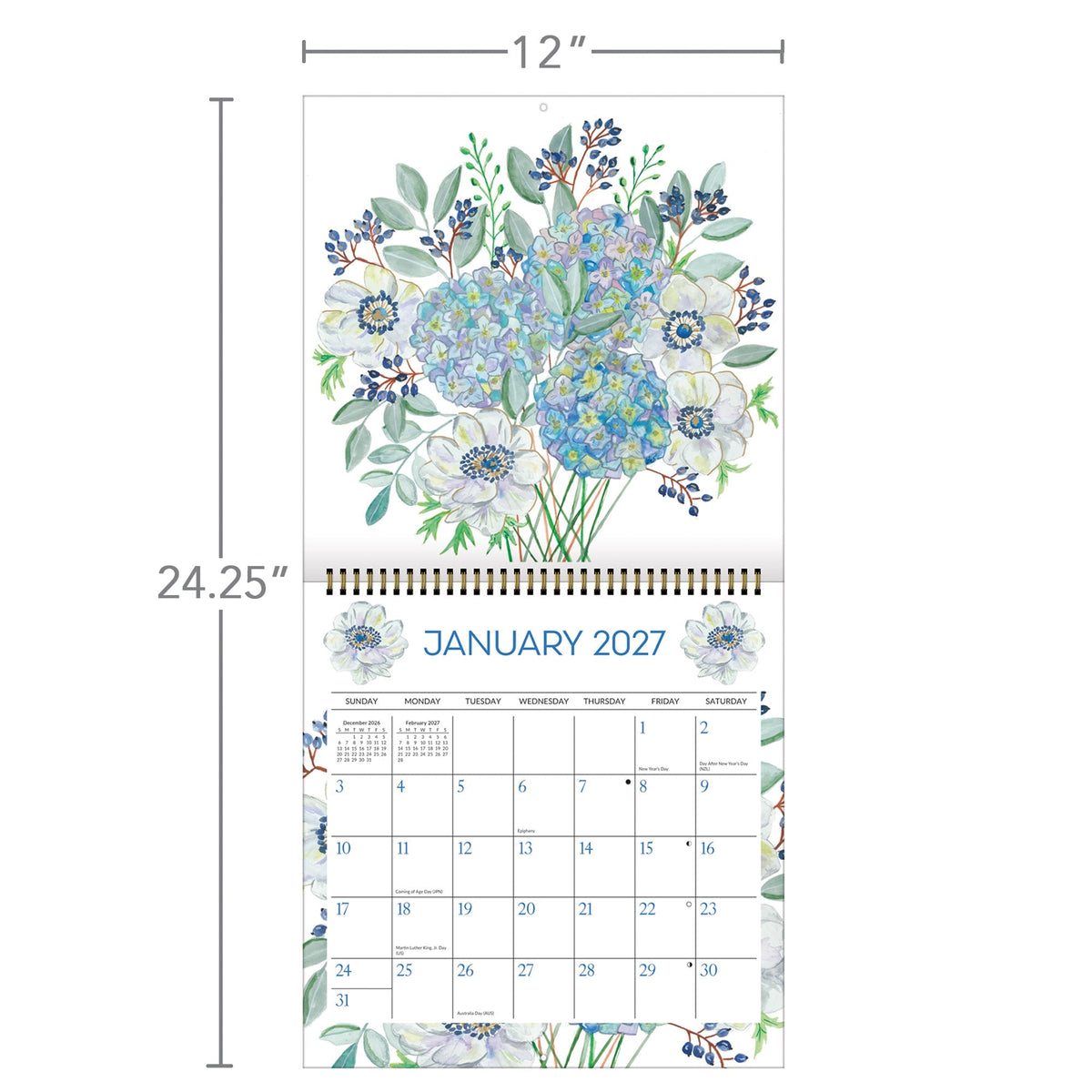 2027 Bouquet - Spiral Square Wall Calendar