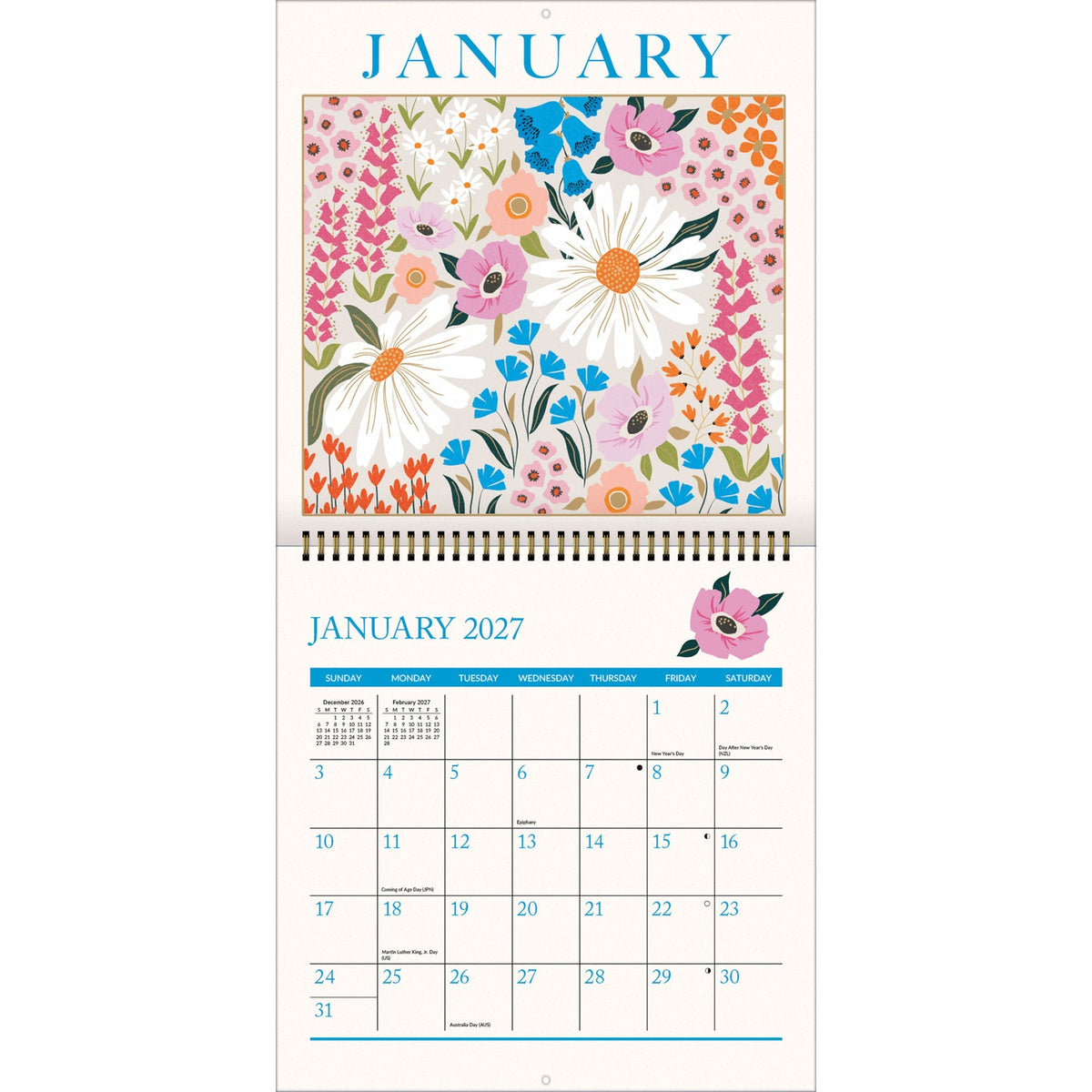 2027 In Bloom - Spiral Square Wall Calendar